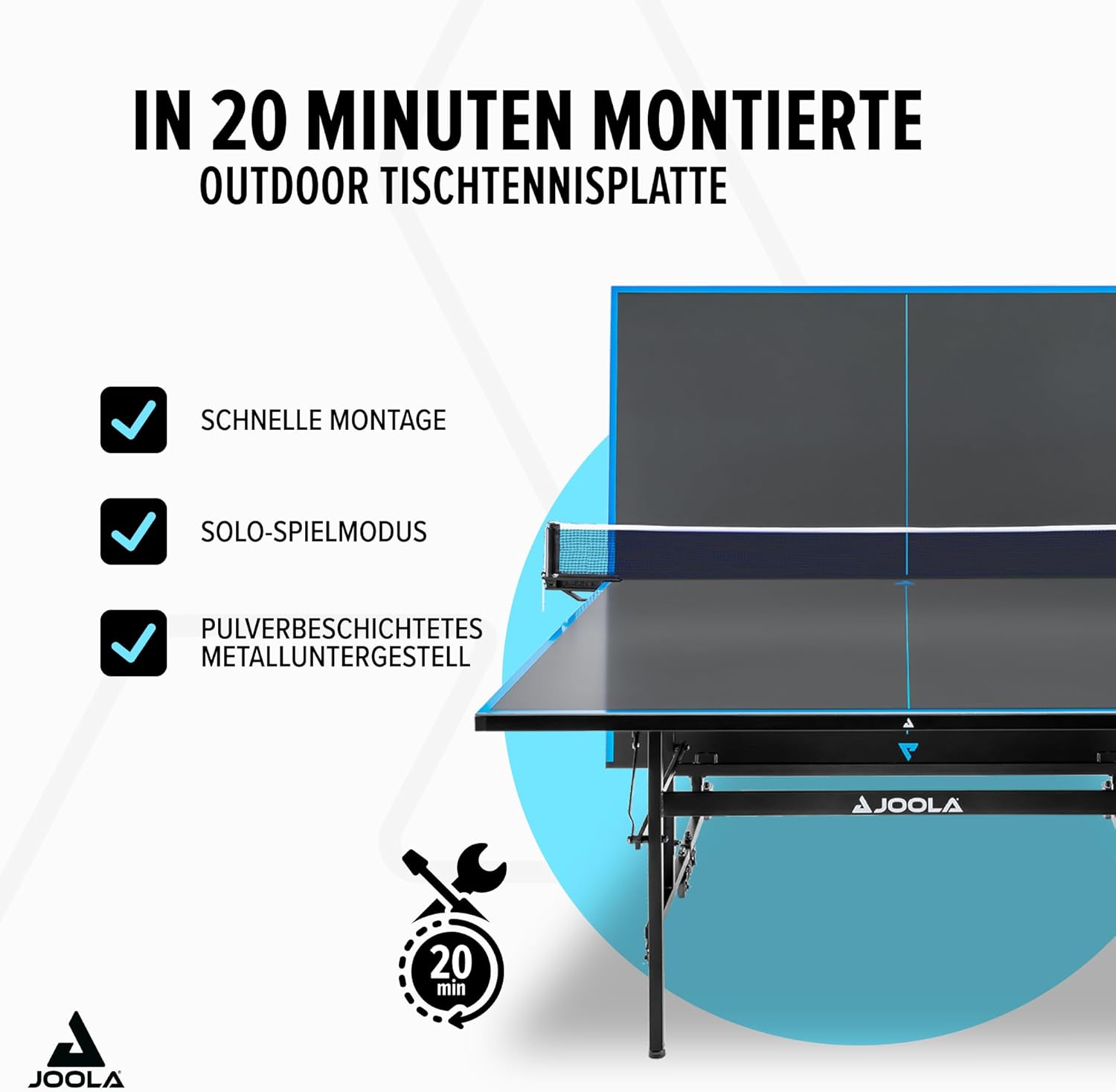 JOOLA Tavolo da ping pong professionale per esterni, 6 mm, superficie composita in alluminio, resistente alle intemperie, pieghevole, con rete inclusa