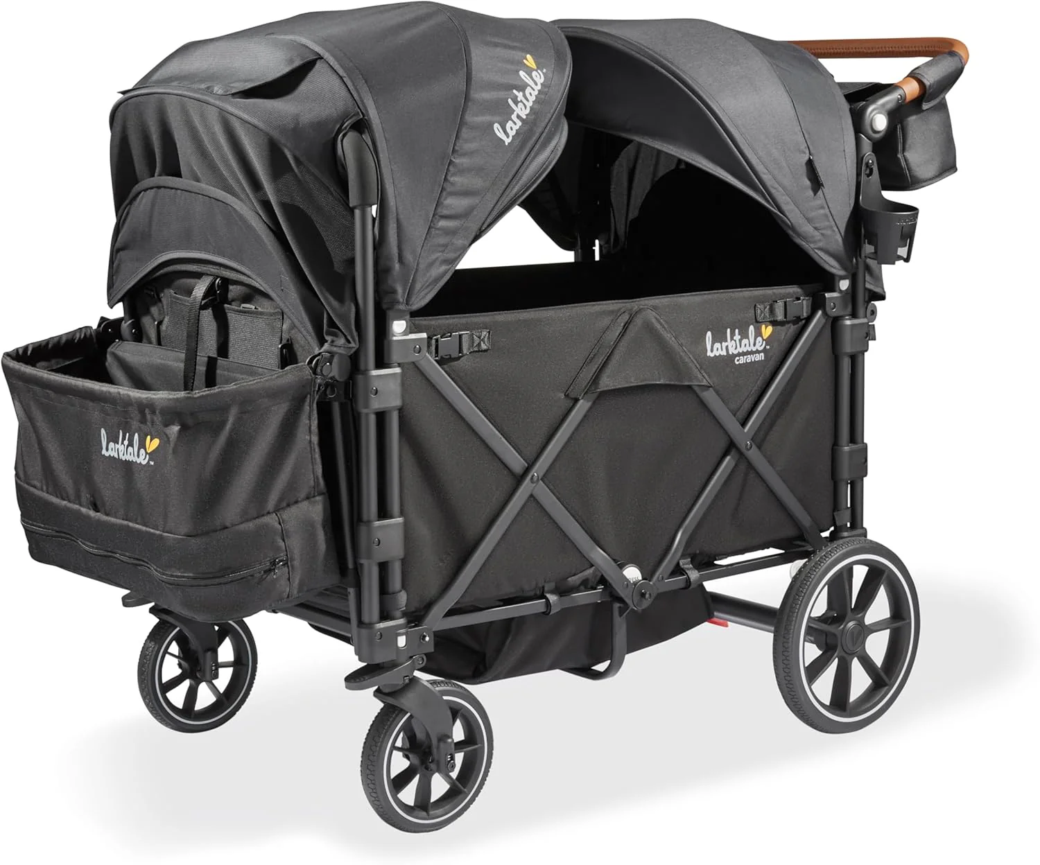 Foldable Stroller/Wagon for Kids & Babies - Seats up to Four Passengers - 214 lbs Total Weight Capacity - Dual Sun Canopies, Adjustable Handlebar