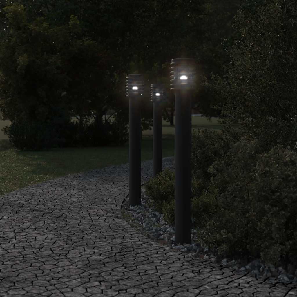 3 Stück Wegeleuchten Schwarz 110 cm Edelstahl IP44 Wetterfeste Pollerleuchte mit Diffusor für Garten Terrasse Außenbeleuchtung