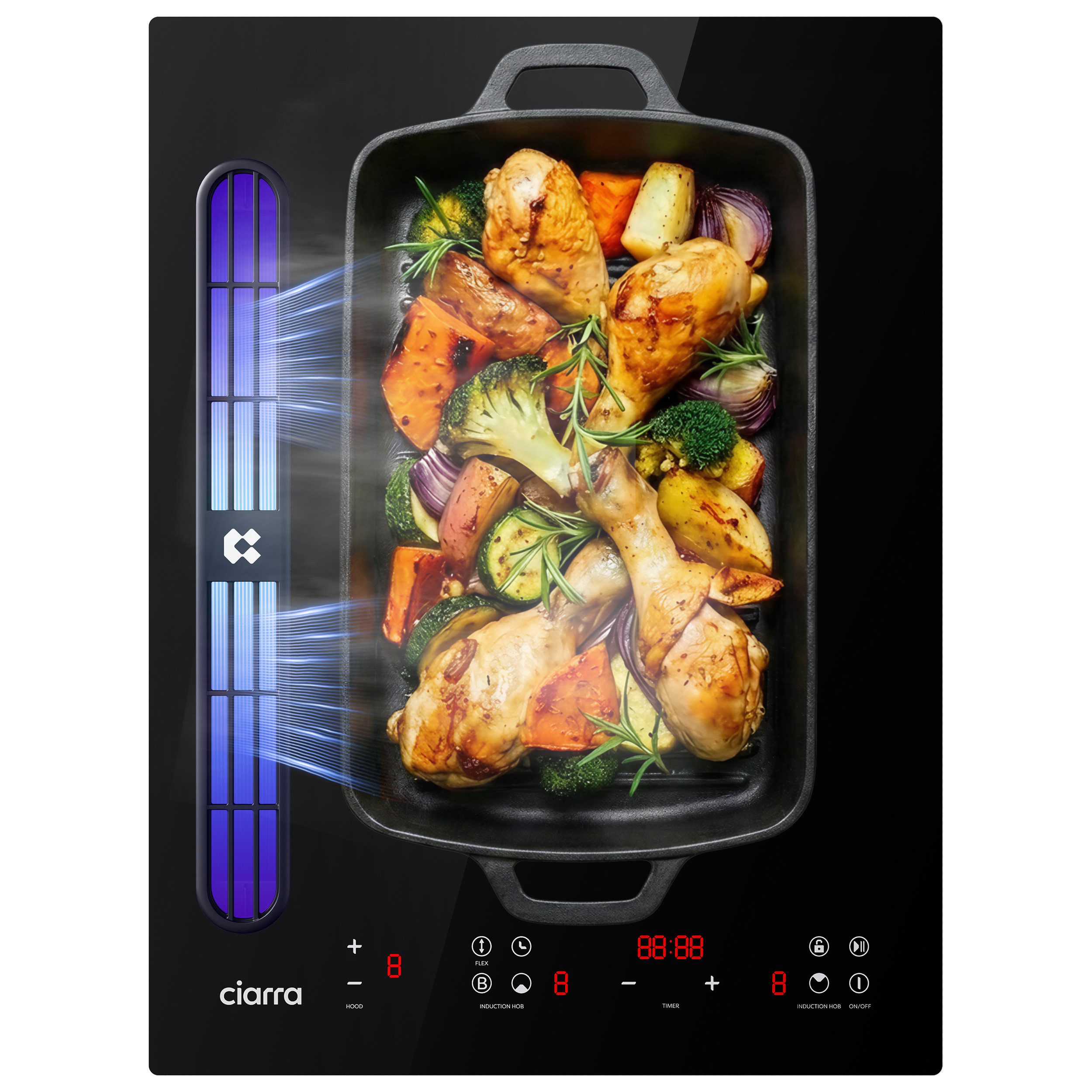 Kochfeld mit Dunstabzug 39 cm Kochfeldabzug mit integriertem Plasma⁺-System 3565W CIARRA ONE CBBEH392BF