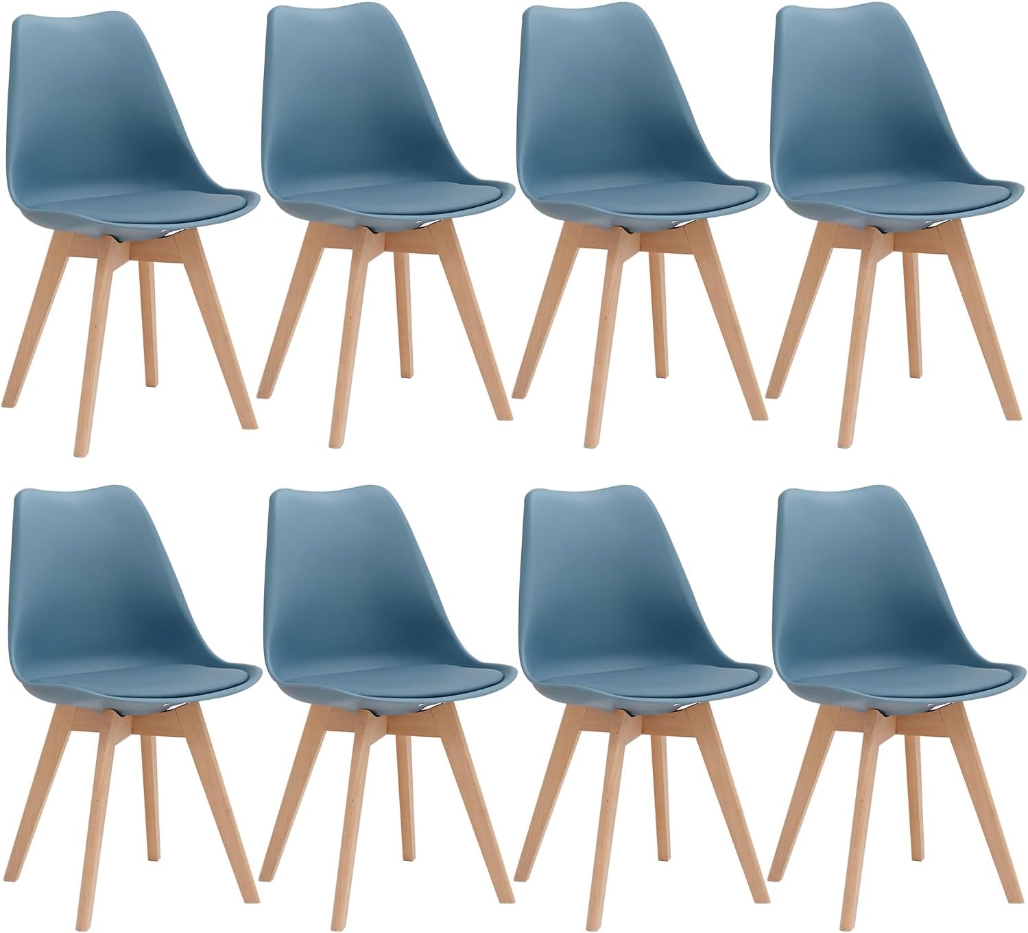 JZGORC Set of 6 Modern Dining Chairs Kitchen Chairs with Padded Cushions and Beech Wood Legs Suitable for Bedroom, Living Room, Dining Room, Kitchen - Khaki