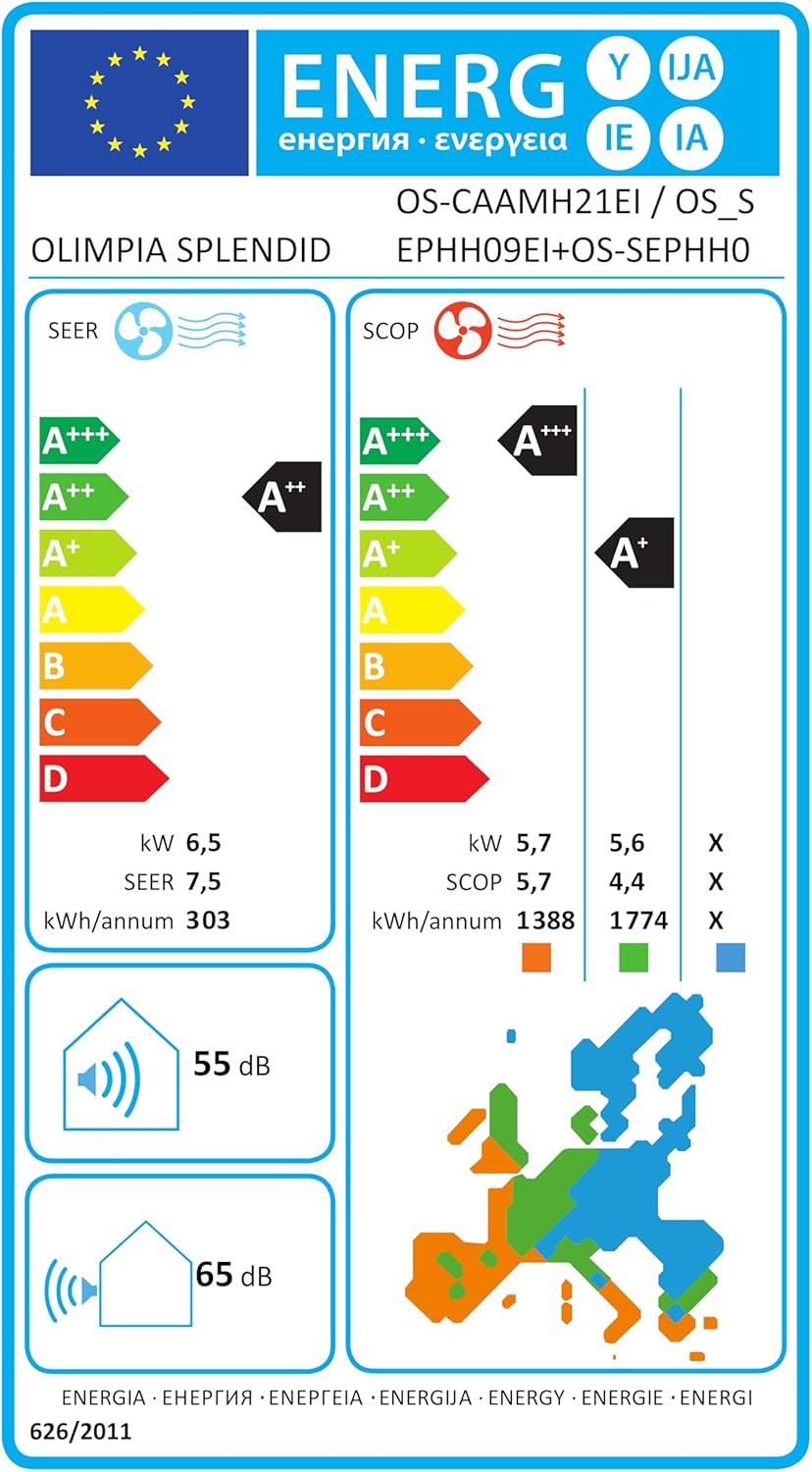Olimpia Splendid, Mystral S1 E 12 Air Conditioning 12000 BTU / h Monosplit Inverter, Gas R32, Class A++, Cooling Function, Heating, Dehumidification and Ventilation, Integrated Wifi