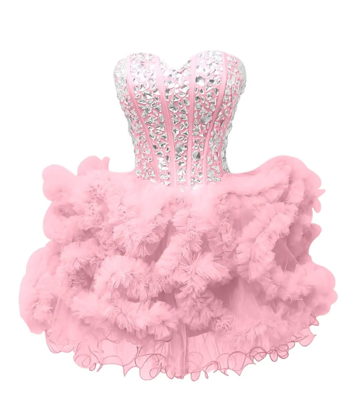 Tulle Homecoming Dress Sparkling Ball Gown Strapless Quinceanera Short Cocktail Prom Dress for Teens