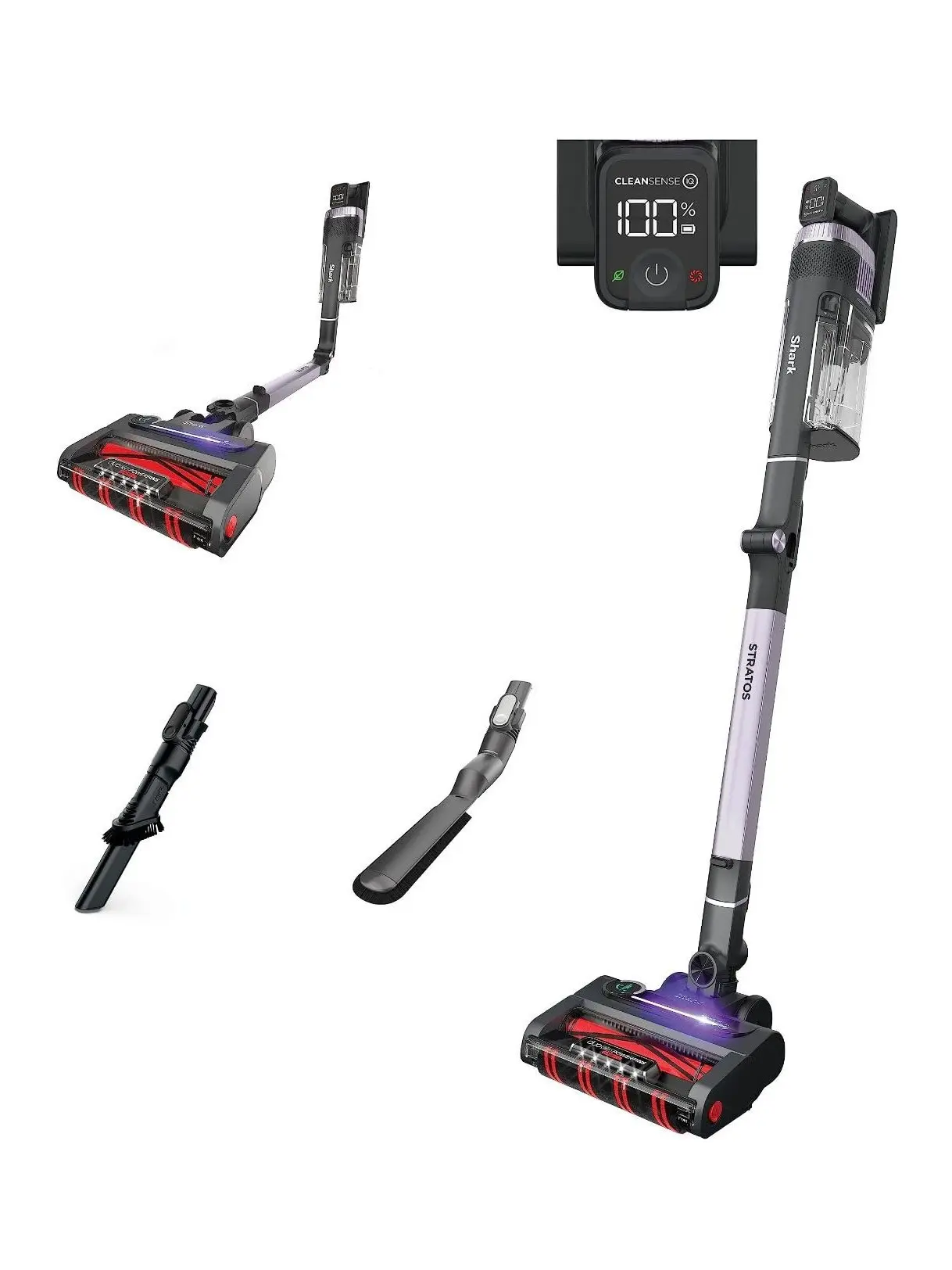 Shark IZ862H Stratos Cordless Vacuum with Clean Sense IQ and Odor Neutralizer, DuoClean PowerFins HairPro, Includes Duster Crevice Tool & Anti Allergen Brush, Up to 60 Minute Runtime, Ash Purple