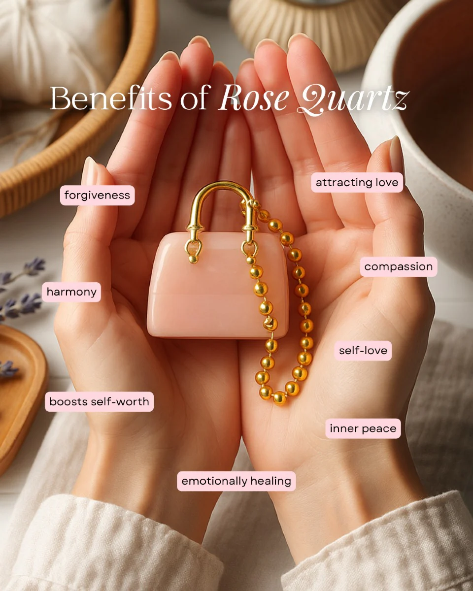 Rose Quartz Handbag Charm �C Love & Emotional Healing