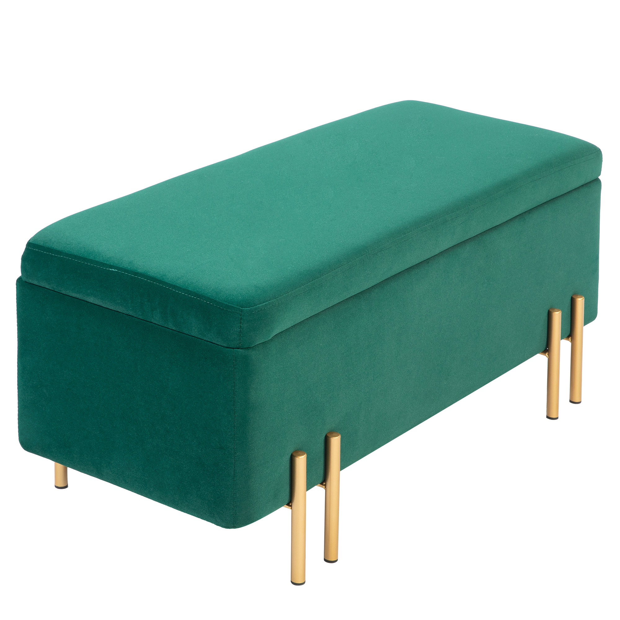 HOMCOM Sitzbank, Polsterbank mit Stauraum, Metall, Kautschukholz, Schaumstoff, 100 x 40 x 42 cm, Grün