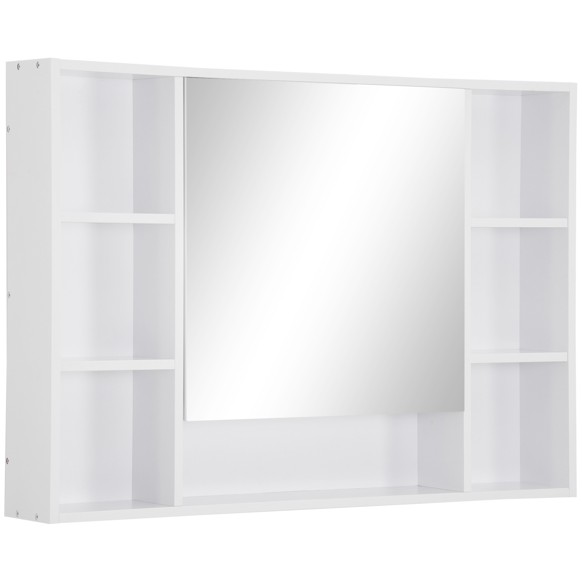 kleankin kleakin Spiegelschrank mit 6 Regalen Spiegelglas MDF Weiß