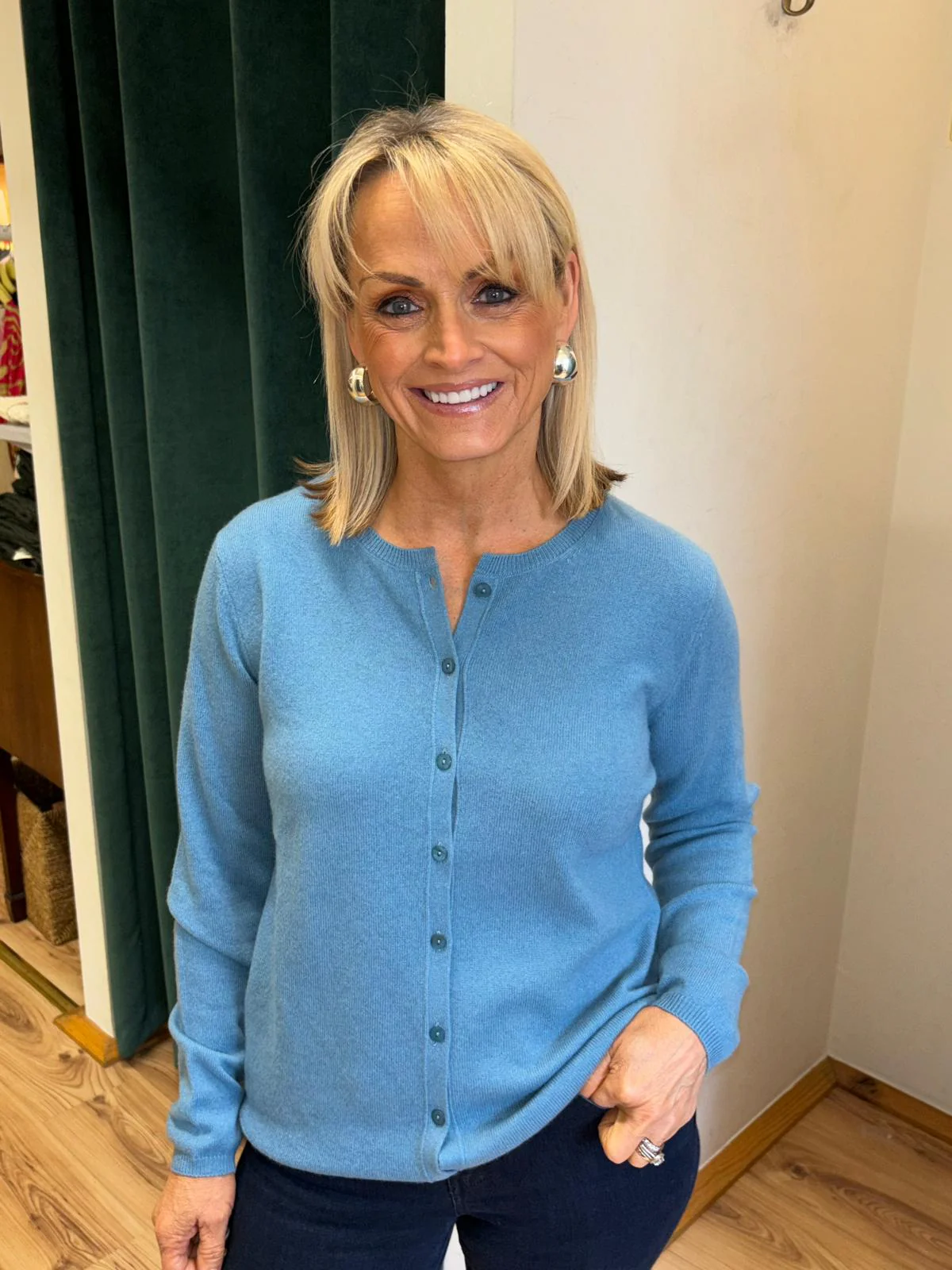 Cashmere Cardigan , Light Blue