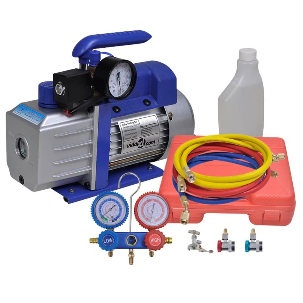 Kompressor NA Vakuumpumpe Einstufig mit 2-Wege-Verteiler-Manometer Set