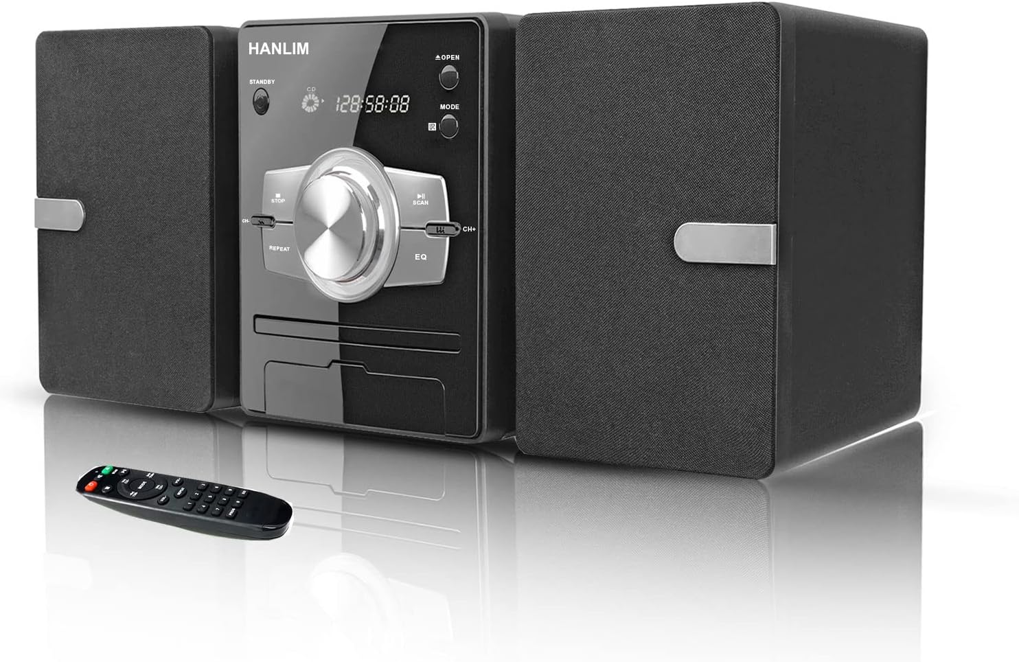 CD Stereo Mini Component 30W RMS Lettore CD FM/Bluetooth compatibile/USB/AUX/Telecomando/Jack per cuffie compatibile con audio ad alta risoluzione
