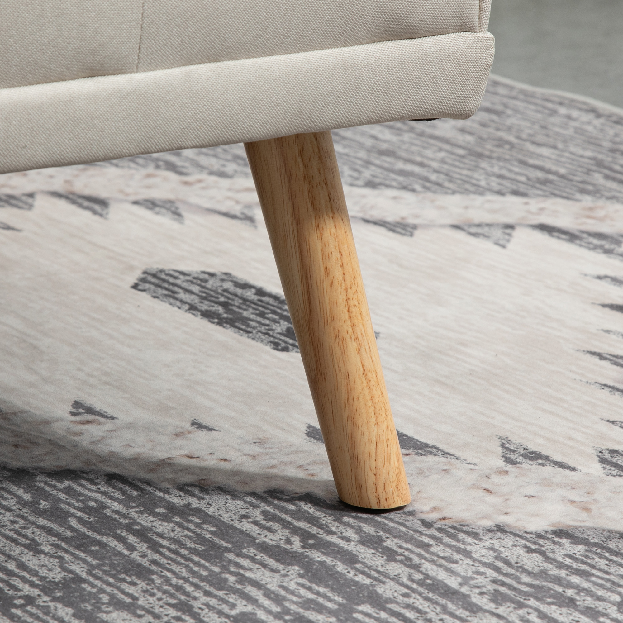 HOMCOM Slaapbank 3-zits, verstelbare rugleuning met inklaptafel, twee armkussens, linnenlook, beige, 181 x 77 x 78 cm