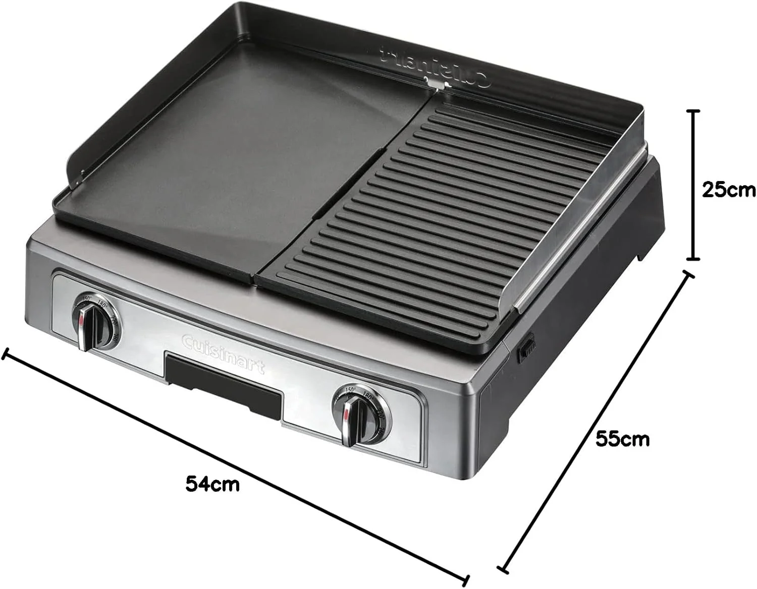 Cuisinart Hot Plate Entertaining Grill & Griddle | XL Elektrische Plancha Grill, Teppanyaki Grillplaat voor thuis | Afneembare plaat met antiaanbaklaag, 2-zone temperatuurregeling tot 260��C