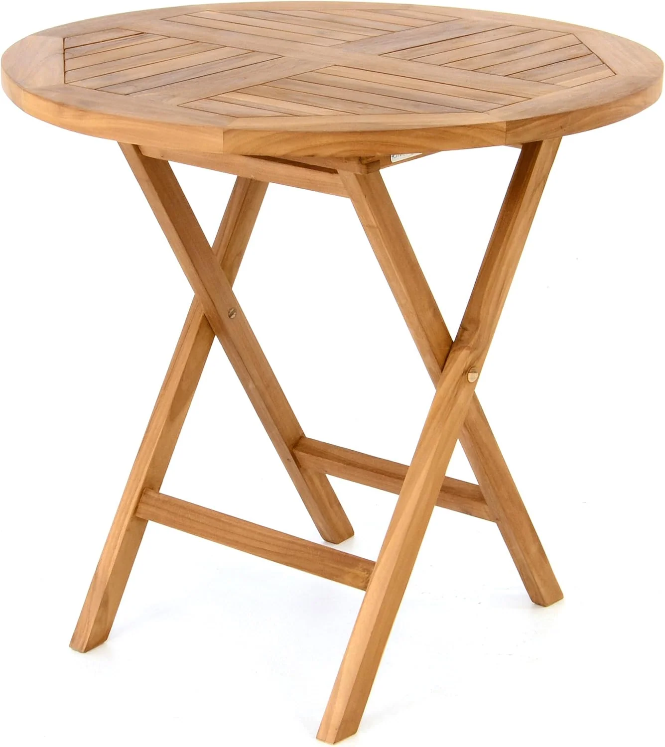 Divero runder Gartentisch ALASSIO aus Teak Holz, Farbe: Natur-Braun