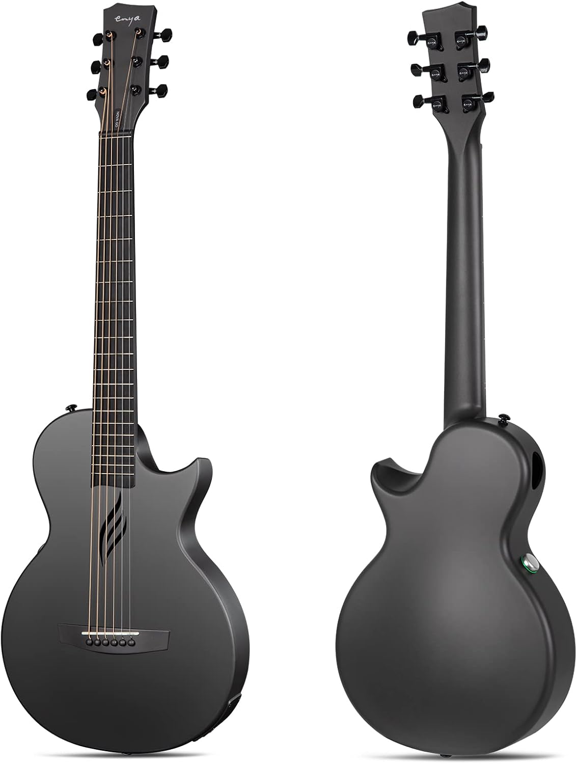 Enya 35-Zoll Anfänger Gitarre Set - Kohlefaser Schwarz Nova Go SP1 Akustik Gitarre Cutaway Carbon Fiber Acoustic Guitar für Kinder Erwachsene