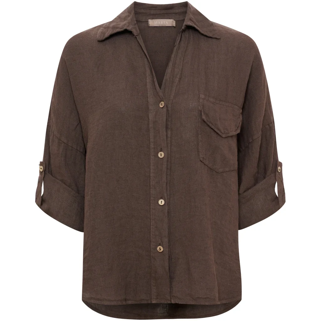 Classic Linen Shirt �C Mocha | Women's Luxury Linen Top