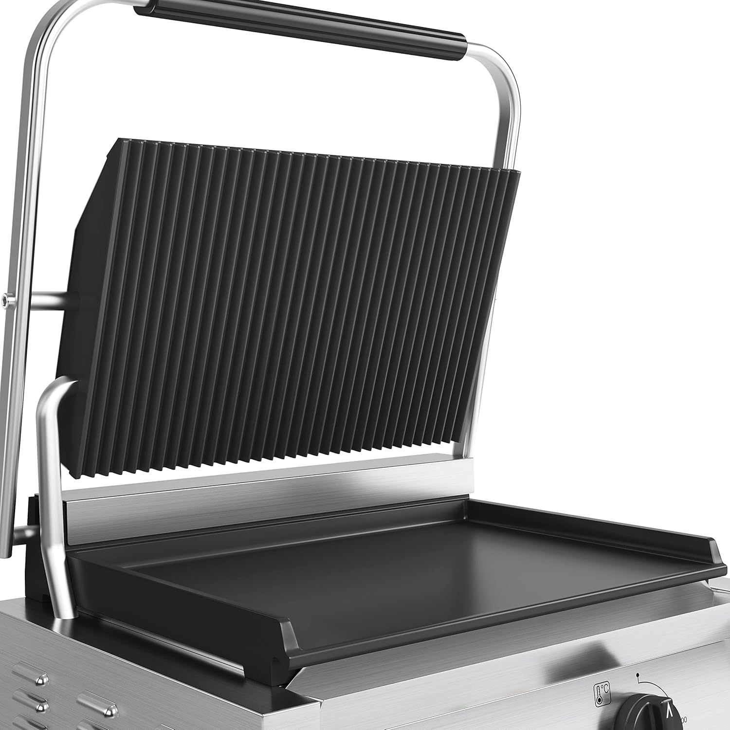 METRO Professional Griglia elettrica a contatto GPG1202, acciaio inox, 3000 W, temperatura fino a 300°C, 45 panini in 60 minuti, argento