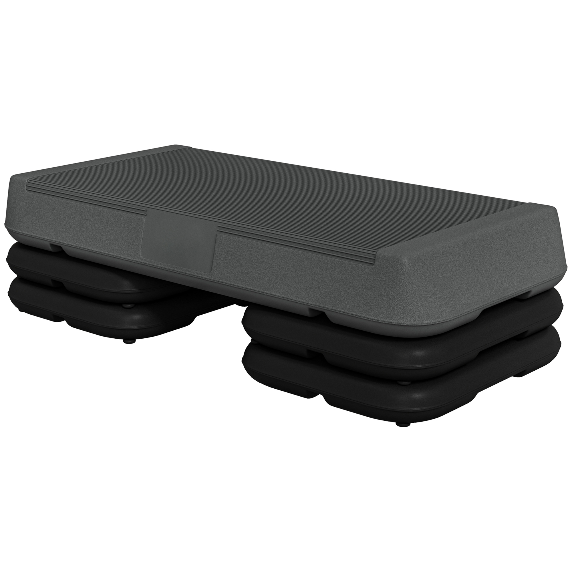 SPORTNOW Stepper Aerobic Fitness Höhenverstellbar 3 Ebenen 10/15/20 cm rutschfeste Oberfläche Kunststoff, Grau