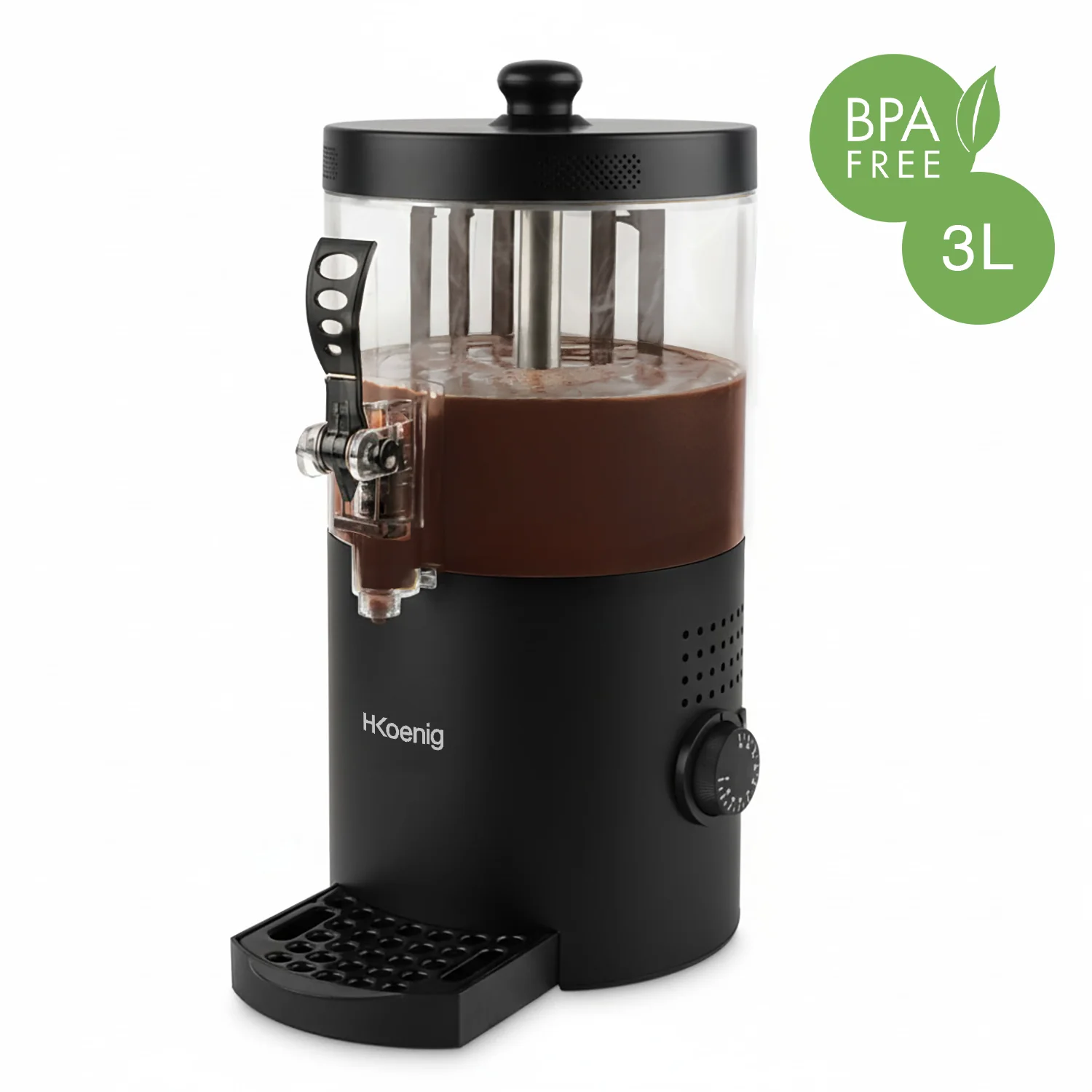 H.Koenig SHK802 - [Spedizione immediata!] Distributore cioccolata calda, CIOCCOLATIERA, senza BPA, BPA FREE, corpo color NERO OPACO, lavabile in lavastoviglie