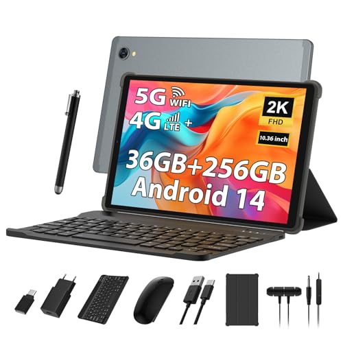 PIXPEAK 2K Tablet 10,4 Pollici, 4G LTE 5G WiFi, 36GB RAM 256GB ROM (2TB TF), Android 14 Tablet PC, Octa Core, 2000 * 1200, 8000mAh, 13MP 8MP, GPS, Tablet in offerta con tastiera ect (grigio) : Informatica
