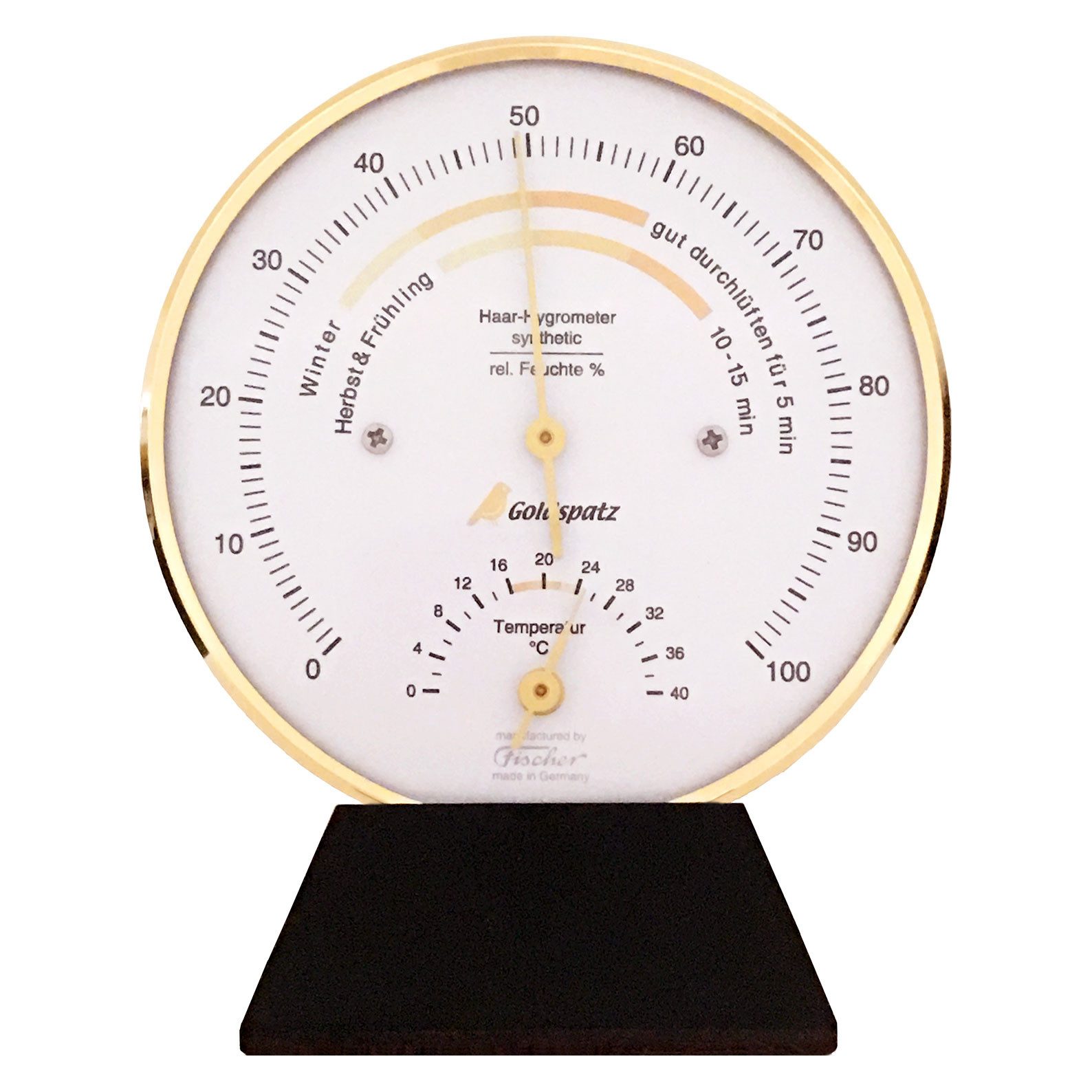 Wetterstation Goldspatz Wohnklima-Hygrometer mit Thermometer, 103 mm