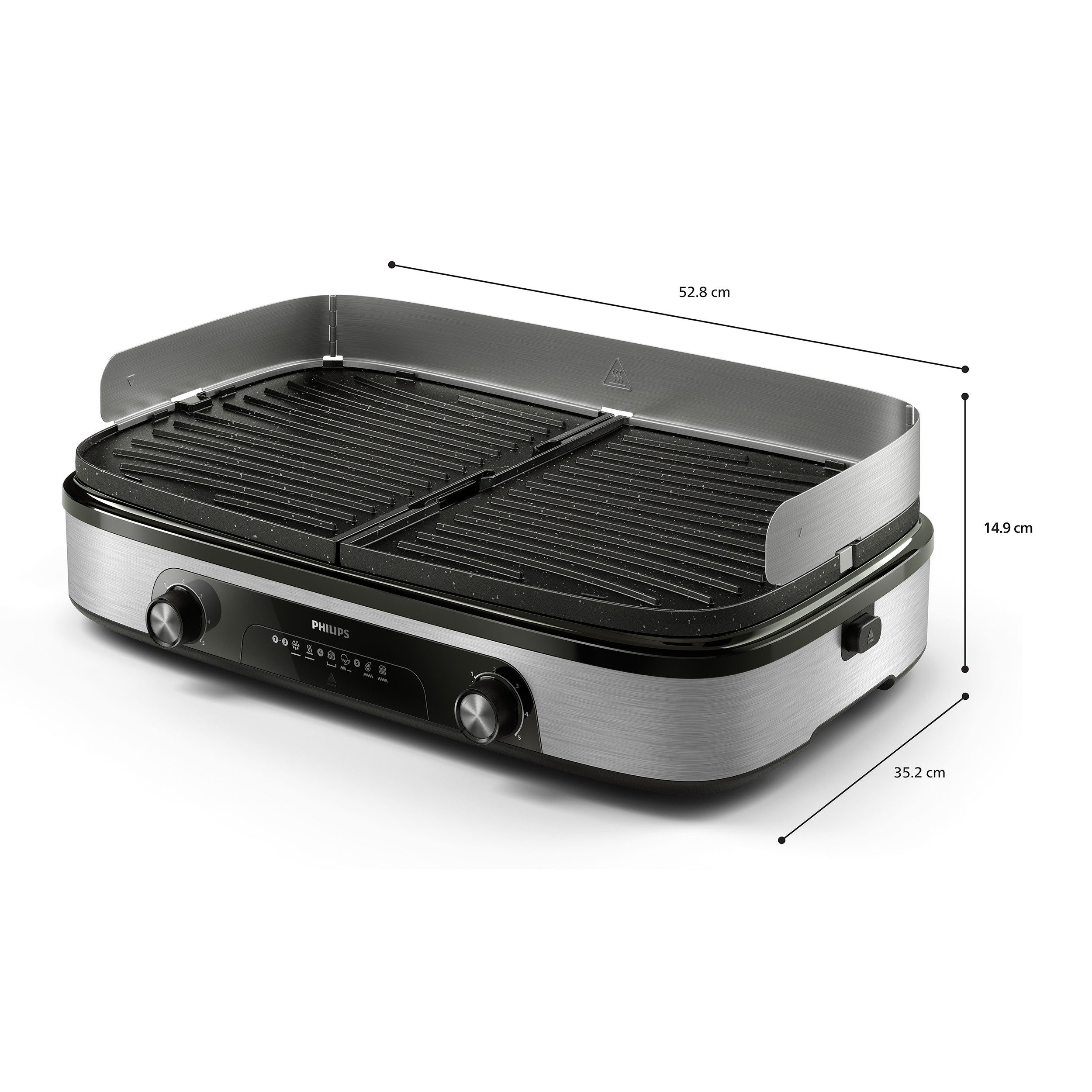 Tischgrill HD6222/90 5000 Series, 2 Heizzonen, wendbare Platten