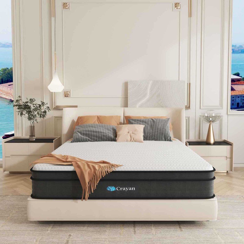 Crayan Queen Size Hybrid Memory Foam Mattress, 10 Inch in a Box
