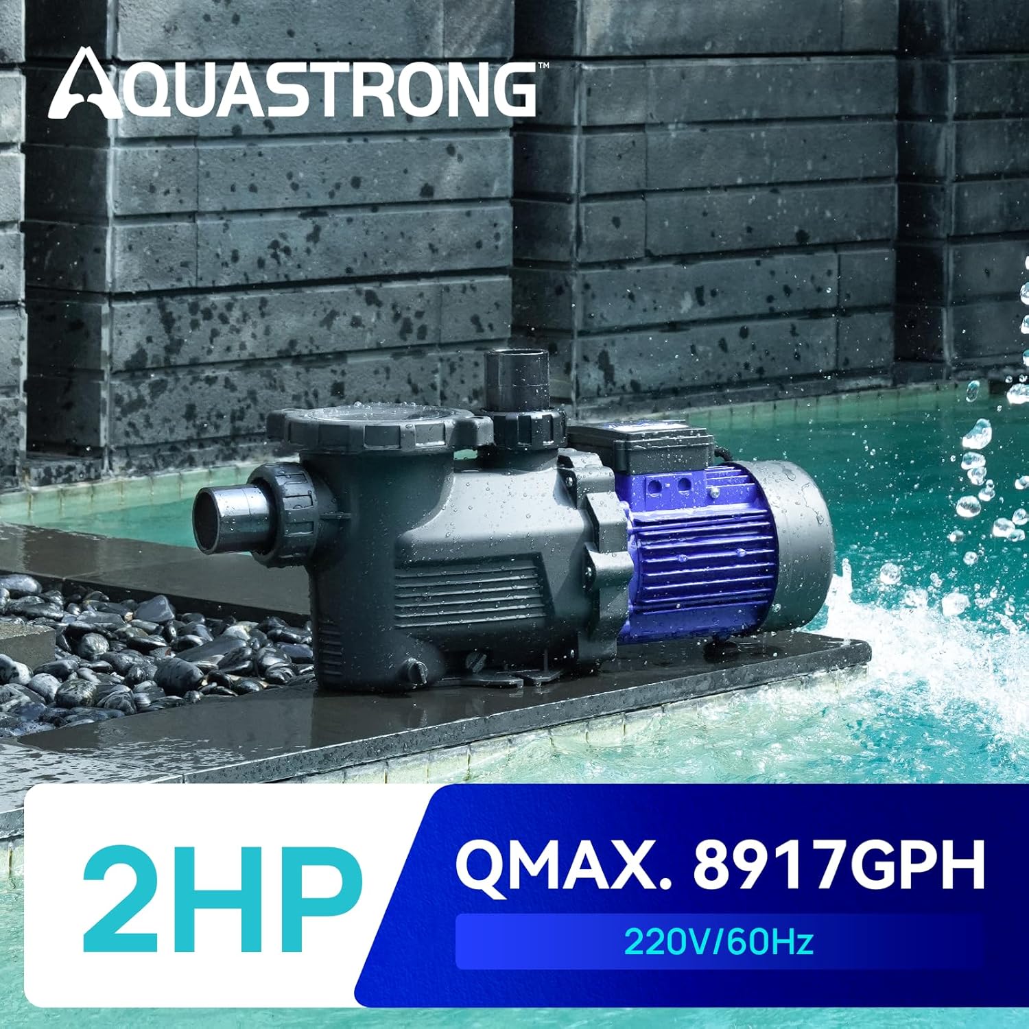 Aquastrong In/Above Ground Pool Pump High Flow Self Primming Swimming Pool Pump Blue