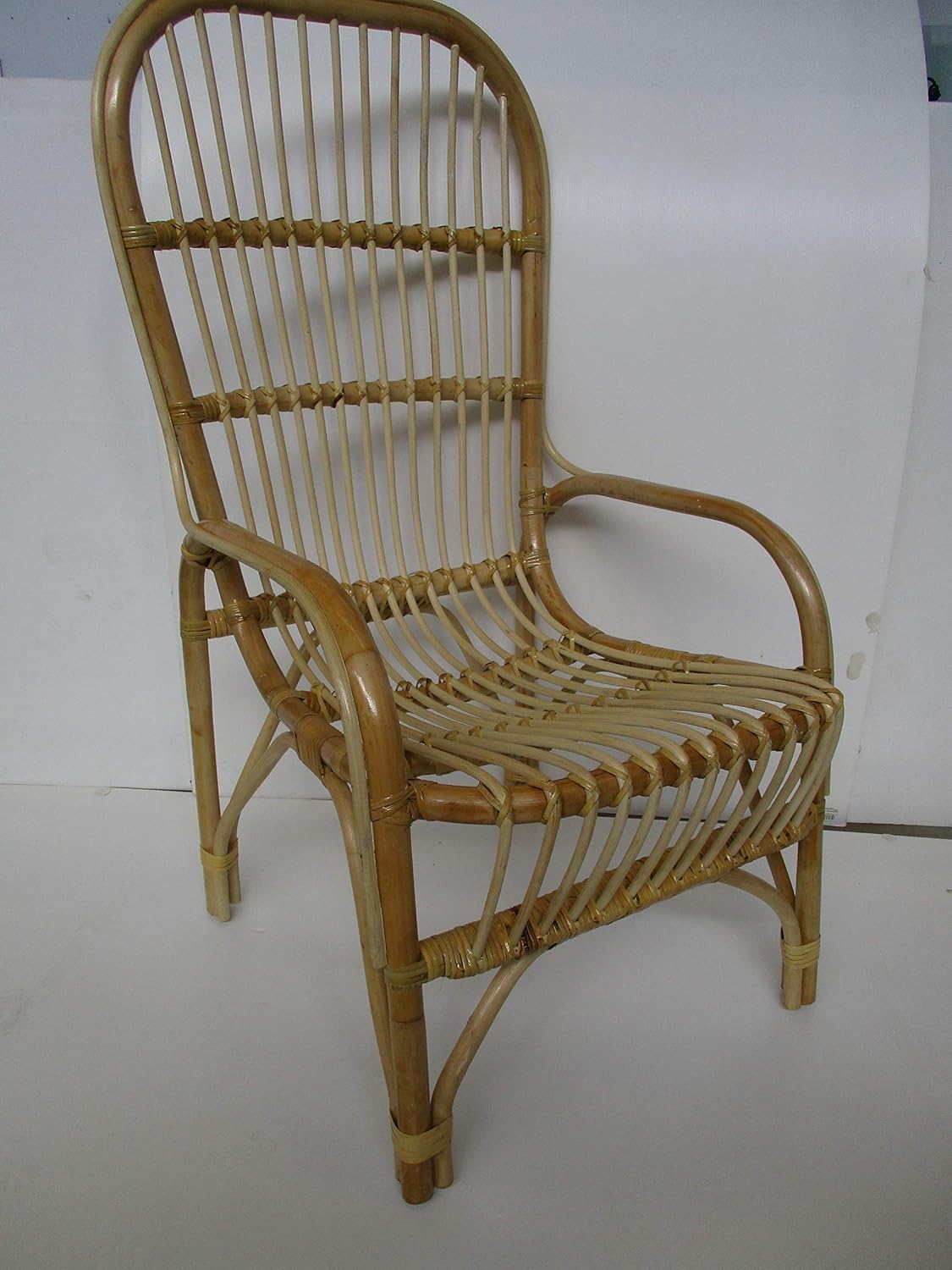 Rattan Wicker Armchair Natural 56 x 63 cm Backrest 110 cm H Garden and Home Seating 45 cm Living Room