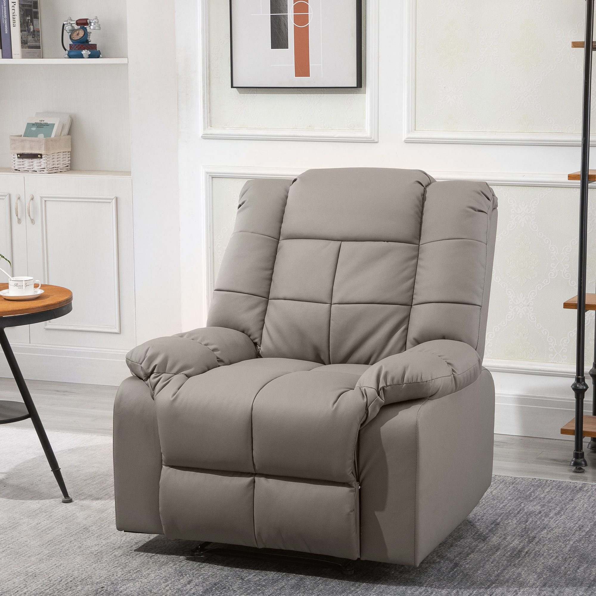 HOMCOM Elektrisch Massagesessel Fernsehsessel mit Liegefunktion 8 Massagepunkte Grau 94 x 99 x 99 cm