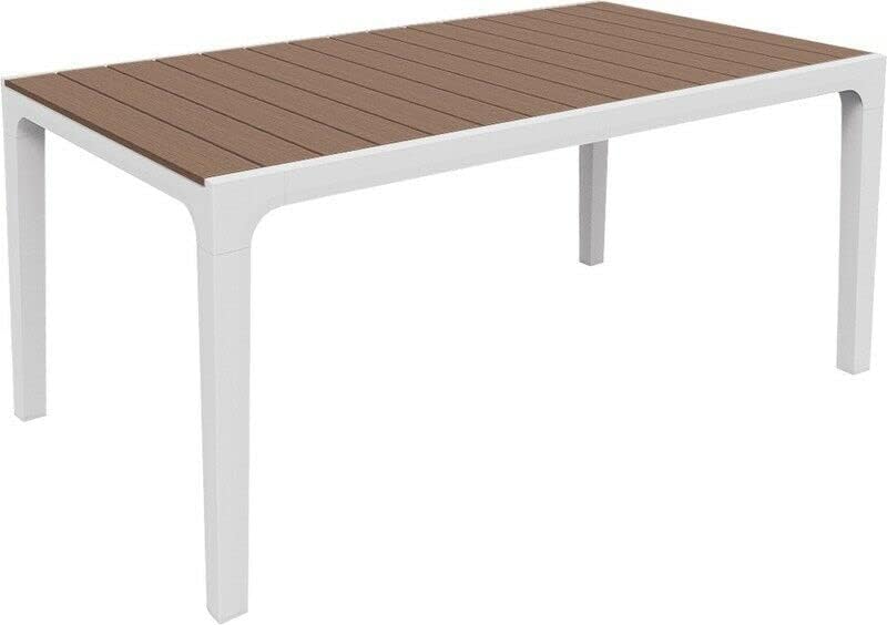 HARMONY Wood Effect Garden Resin Table 160 x 90 cm + 4 Chairs with Arms