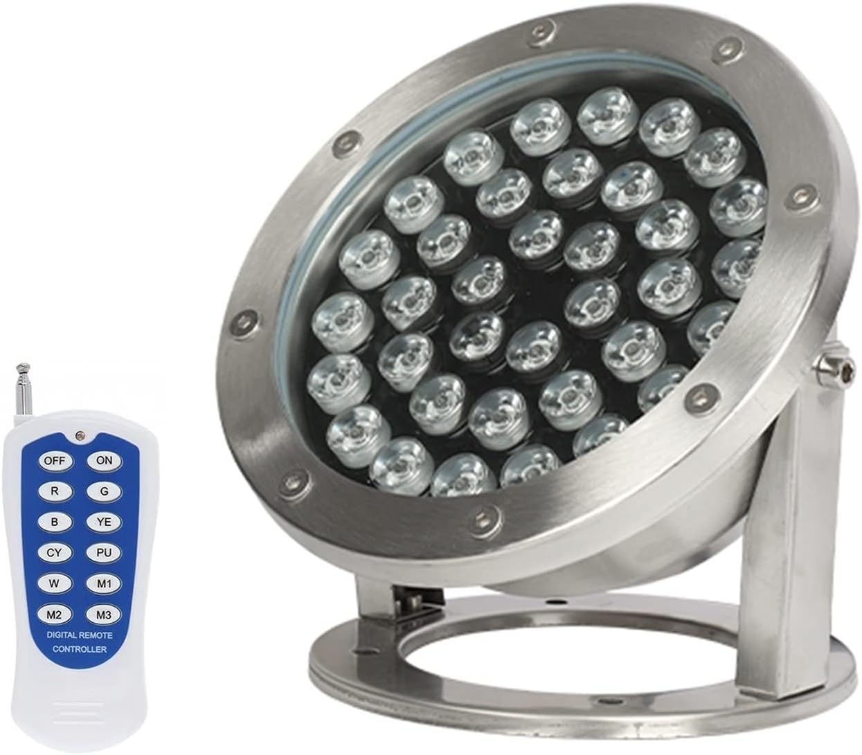 Lumière de piscine LED - Lumière de Fontaine Submersible Colorée, 12V/24V Farbwechsel-Teichlampe mit Fernbedienung, Niederspannungs-RGB-IP68-Unterwasserlicht, für Steingärten, Pools ( Color : Ac 24V ,