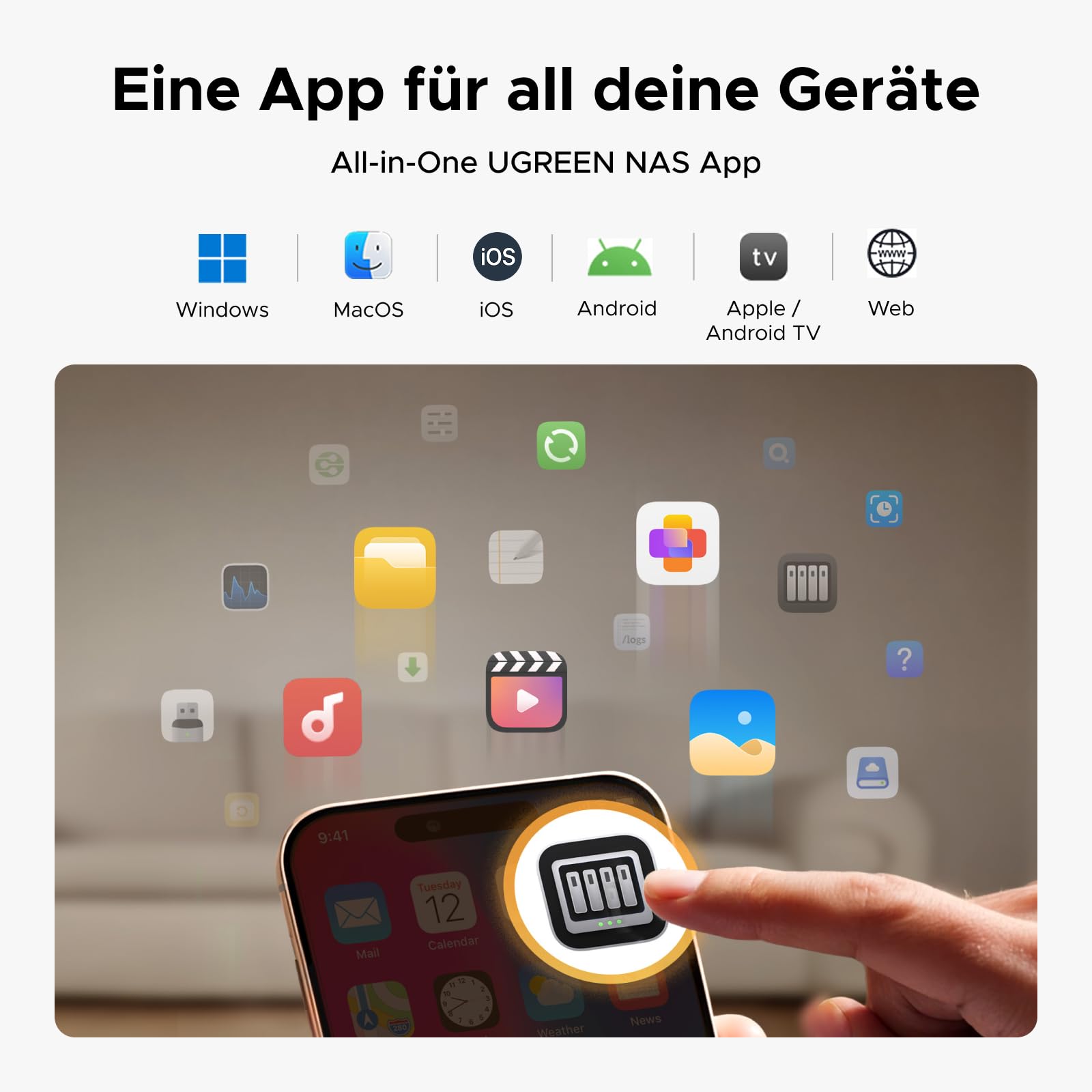 2-Bay NAS DH2300 4K Ultra HD HDMI DLNA NFC Dateifreigabe KI-Fotoverwaltung Windows macOS Android iOS Smart TV ohne HDD
