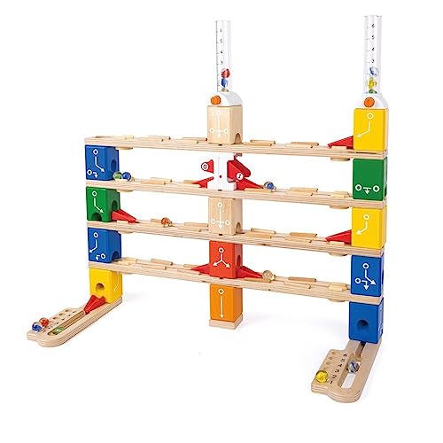 Hape Quadrilla   Set codifica di base | Pista per biglie in legno di ultima generazione per imparare il Coding giocando dai 6 anni in su : Giochi e giocattoli