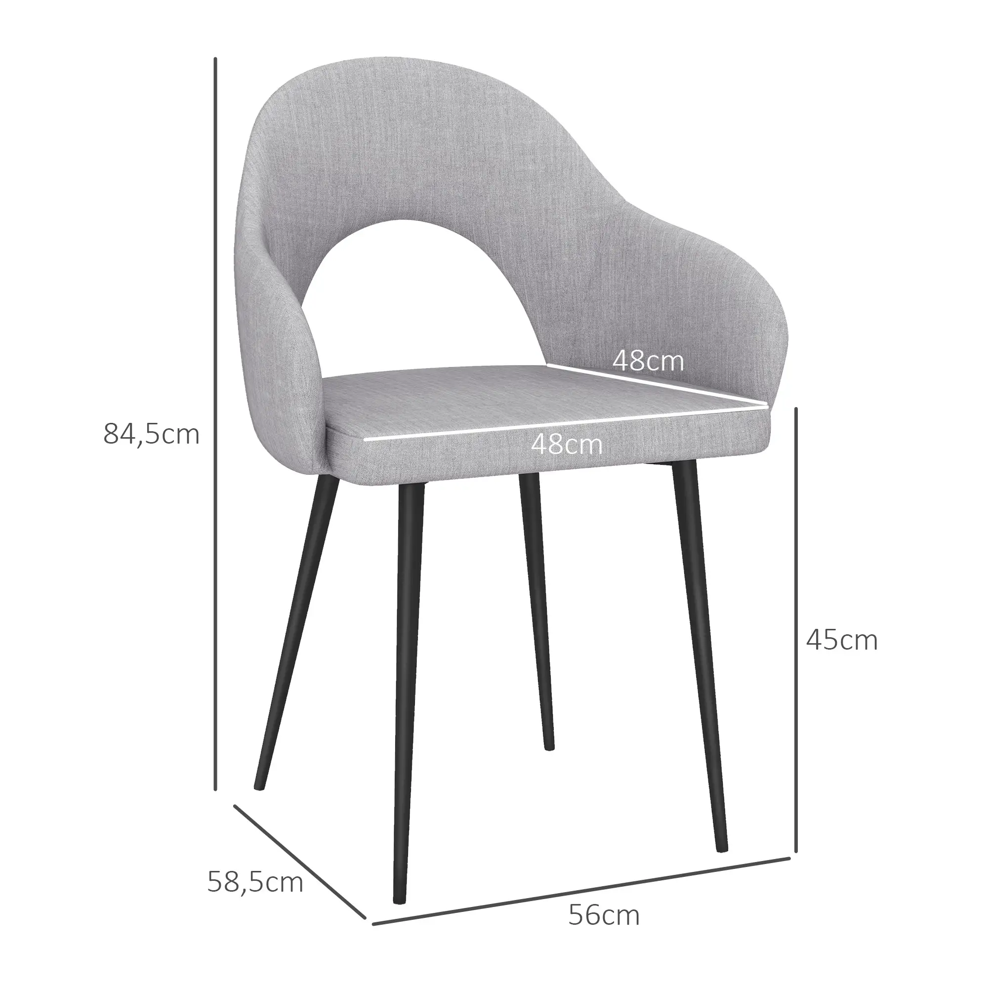 HOMCOM Polsterstuhl Relaxsessel ergonomische Lehne Leinen Grau
