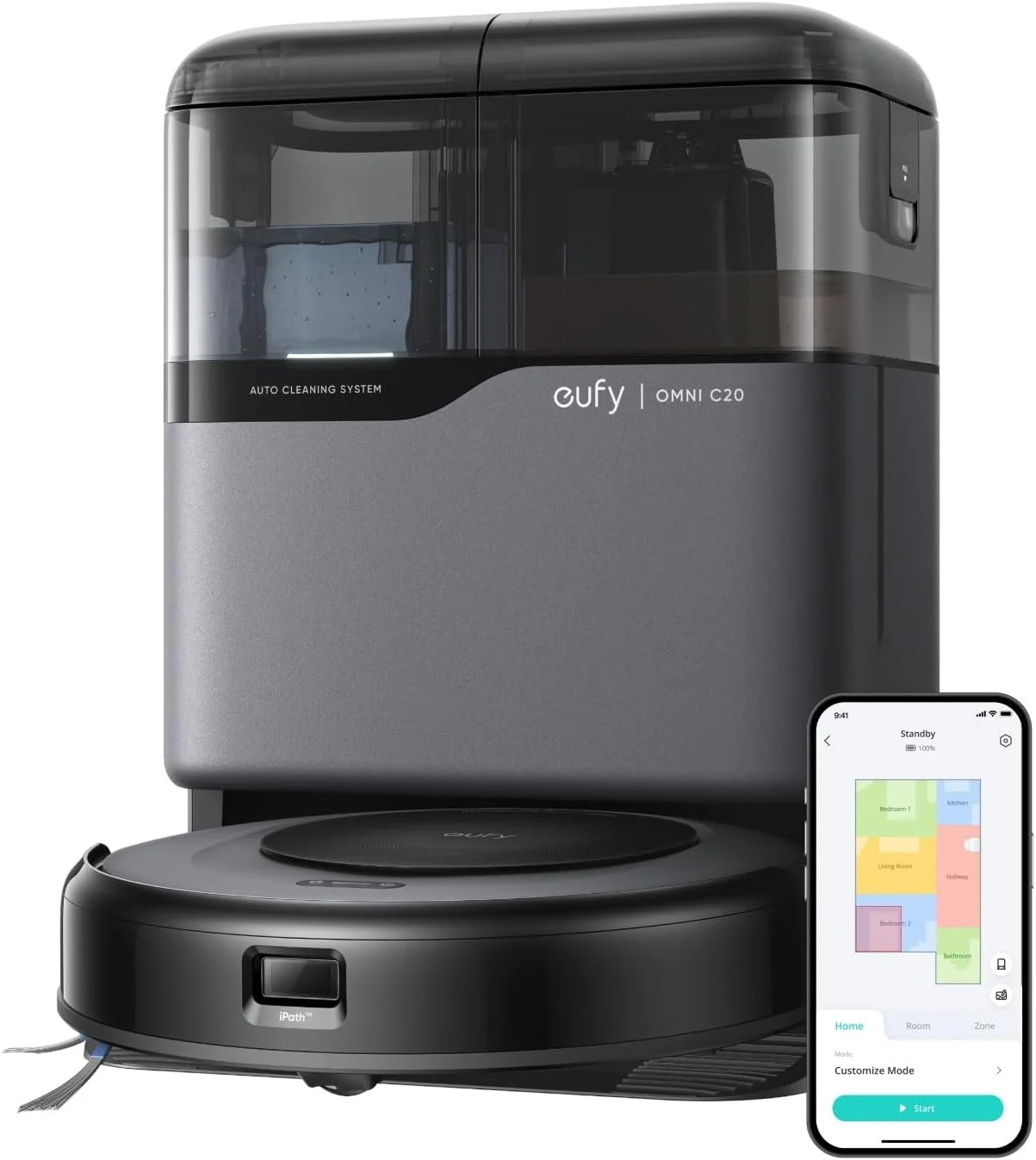 eufy Saugroboter Omni C20 mit All-in-One-Station,Auto-Entleerung, Auto-Wasch- und Trocknungsfunktion, 7.000Pa, 8,5cm Design, Staubsauger Roboter mit Wischfunktion,Kindersicherung