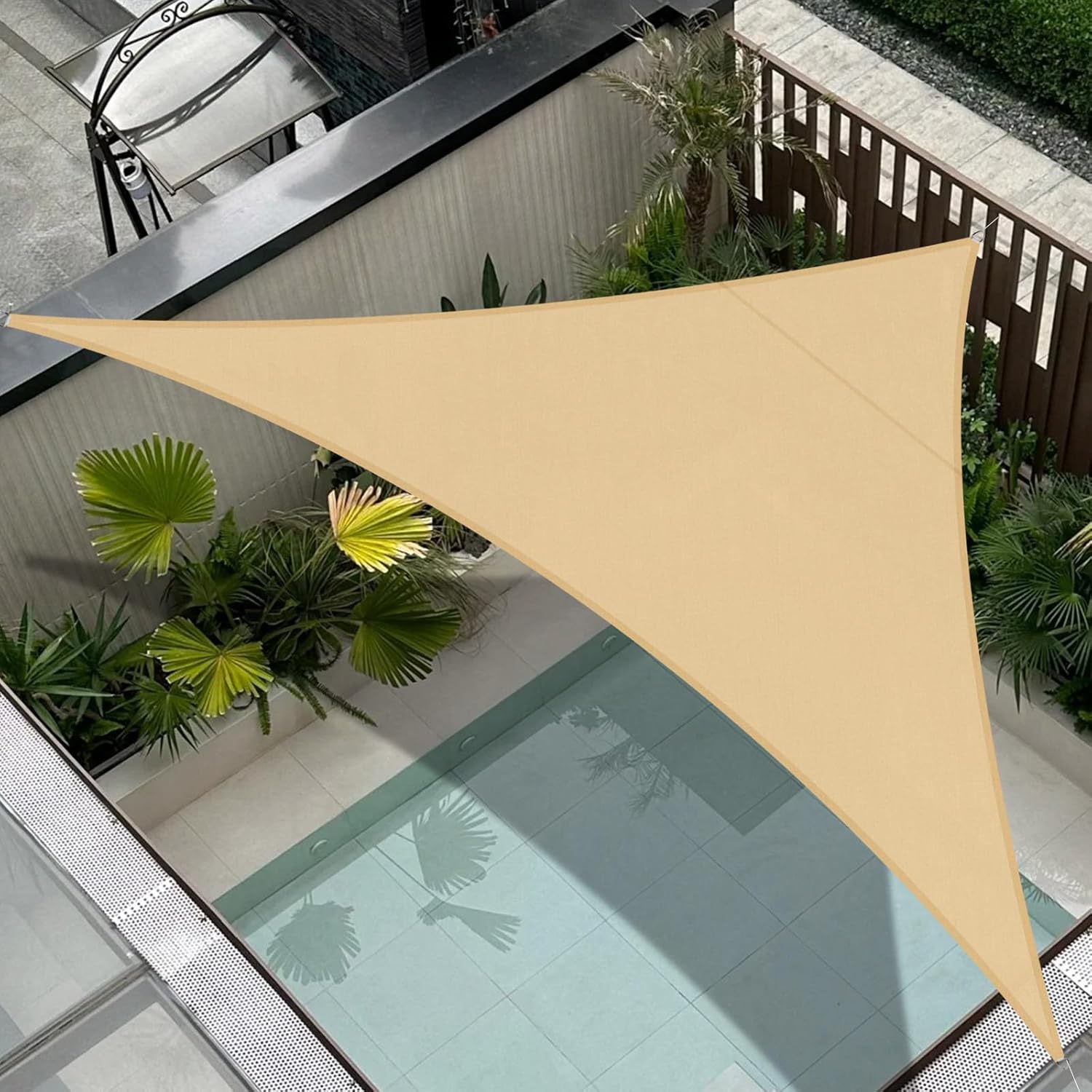 Cool Area Rectangular Shade Sail 4 x 5 m Waterproof Sail Awning Protection 95% UV Rays Sun Shade for Outdoor Garden Terrace Cream