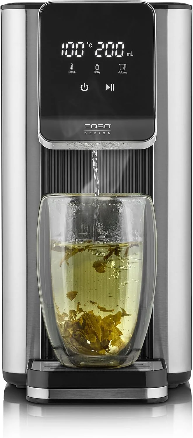 Caso Turbo-Heißwasserspender: Perfekt für Tee, 2600W, 13 Temp.-Einstellungen (40-100°C), 2,5L Tank, Kaffee, Babynahrung, 7 Mengenausgaben, Edelstahl