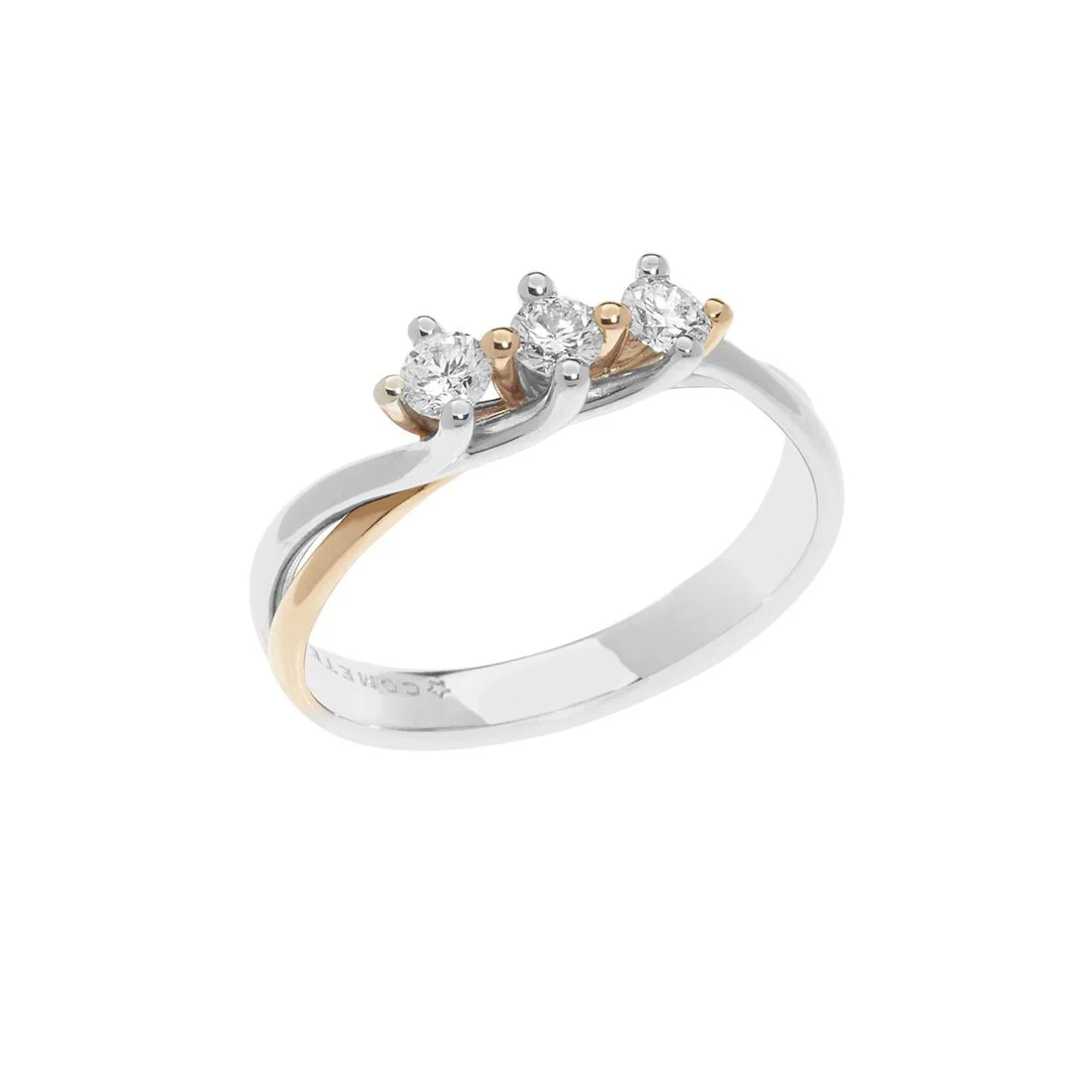 Anello trilogy bicolore Comete Gioielli brillante ct 0,30 - ANB 2578