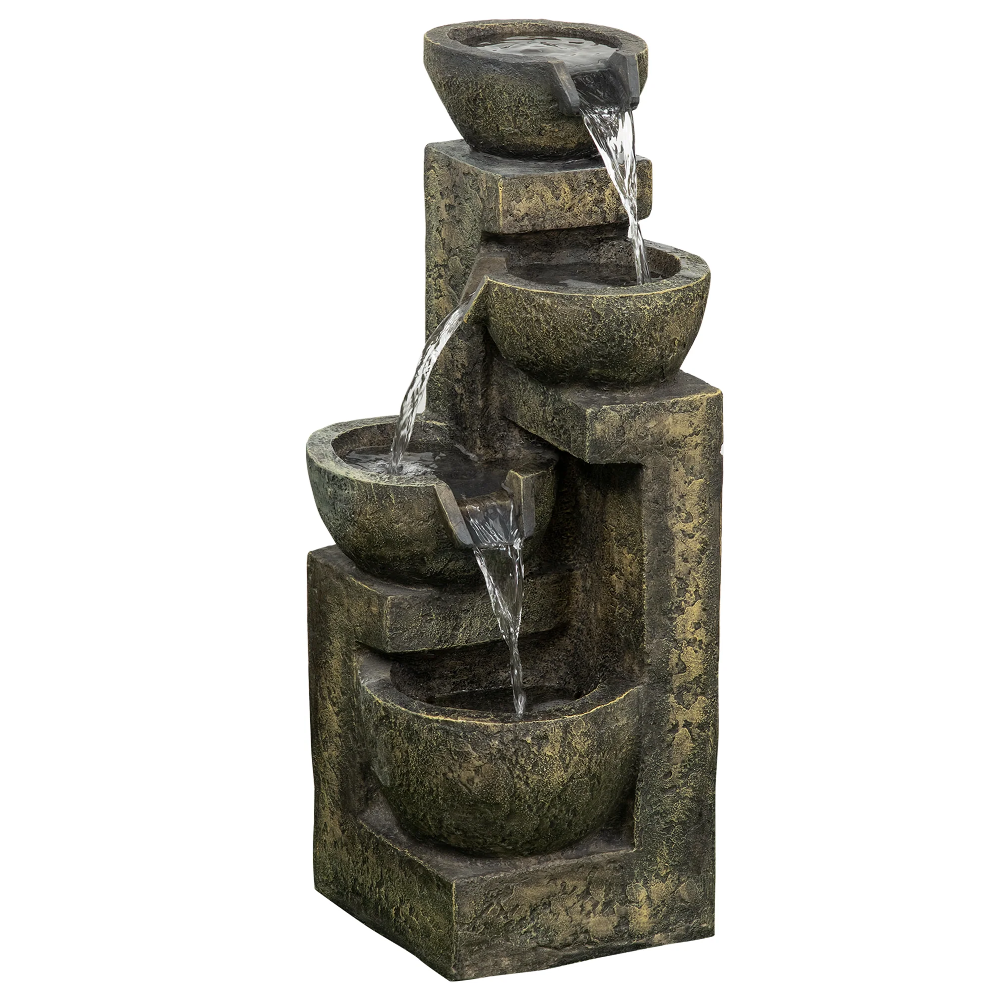Outsunny Tuin fontein 25x24x60 cm, verstelbare stroom, 60 cm hoog, zwart