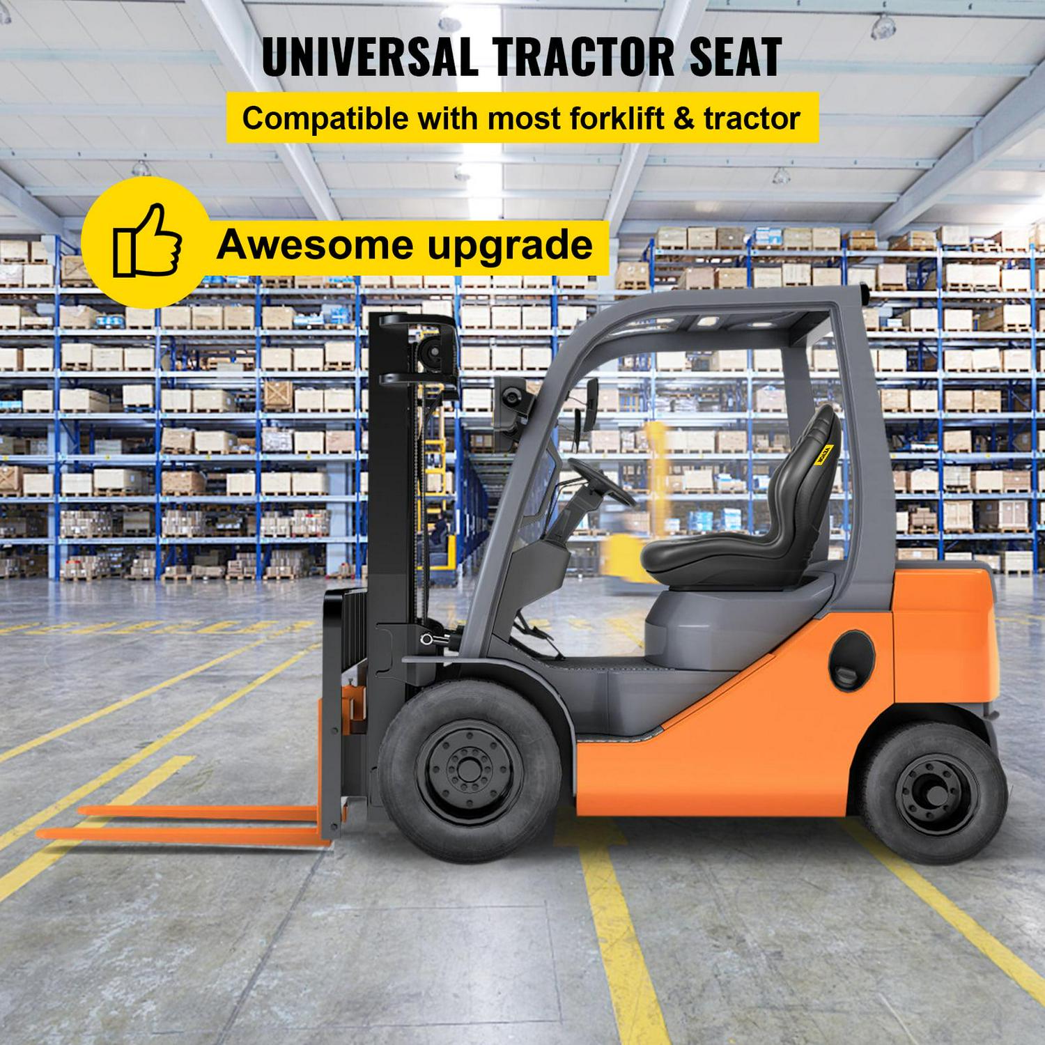 VEVOR Yamaha High Back Tractor Seat, Black Vinyl, Universal Fit for Mowers & Forklifts, Drain Hole, Easy Install