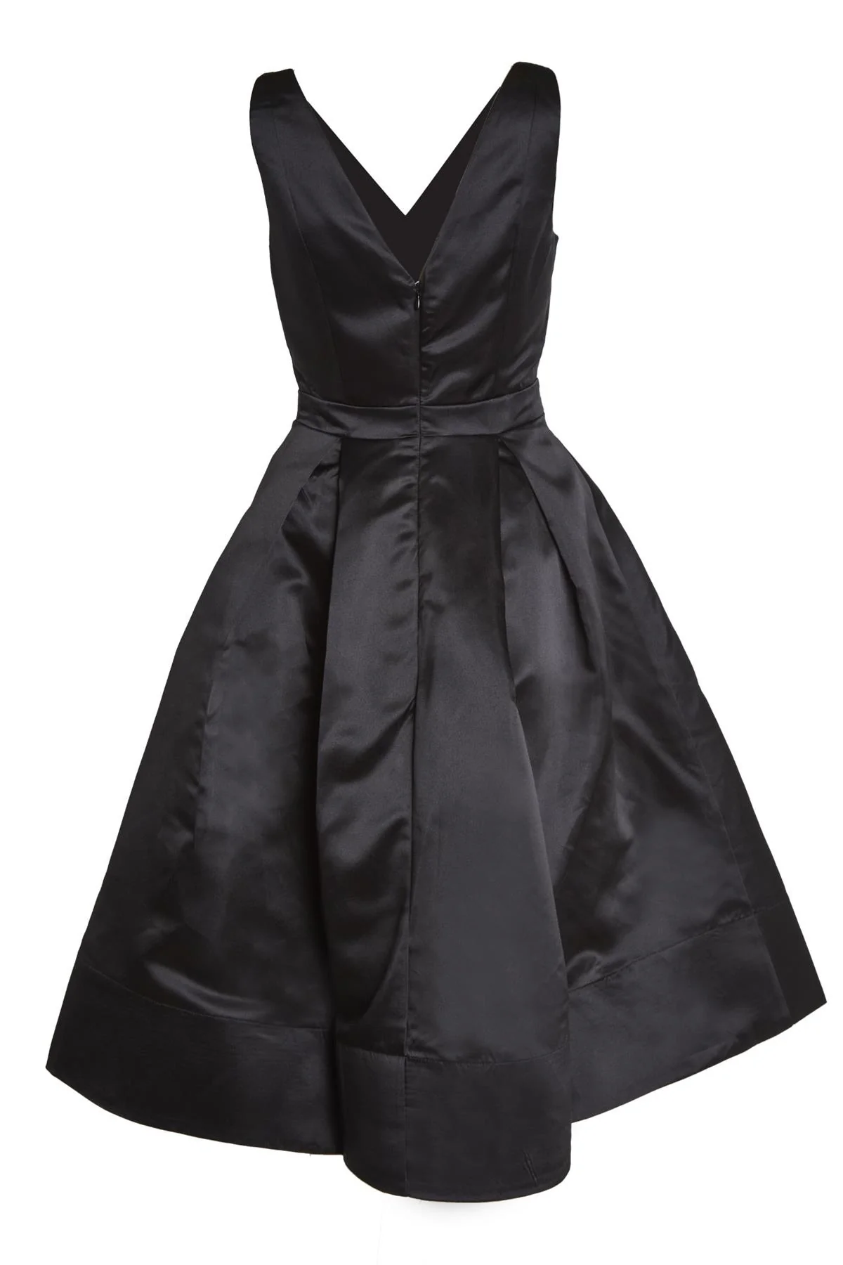 Aubrey Black V-Neck Puff Skirt Midi Dress