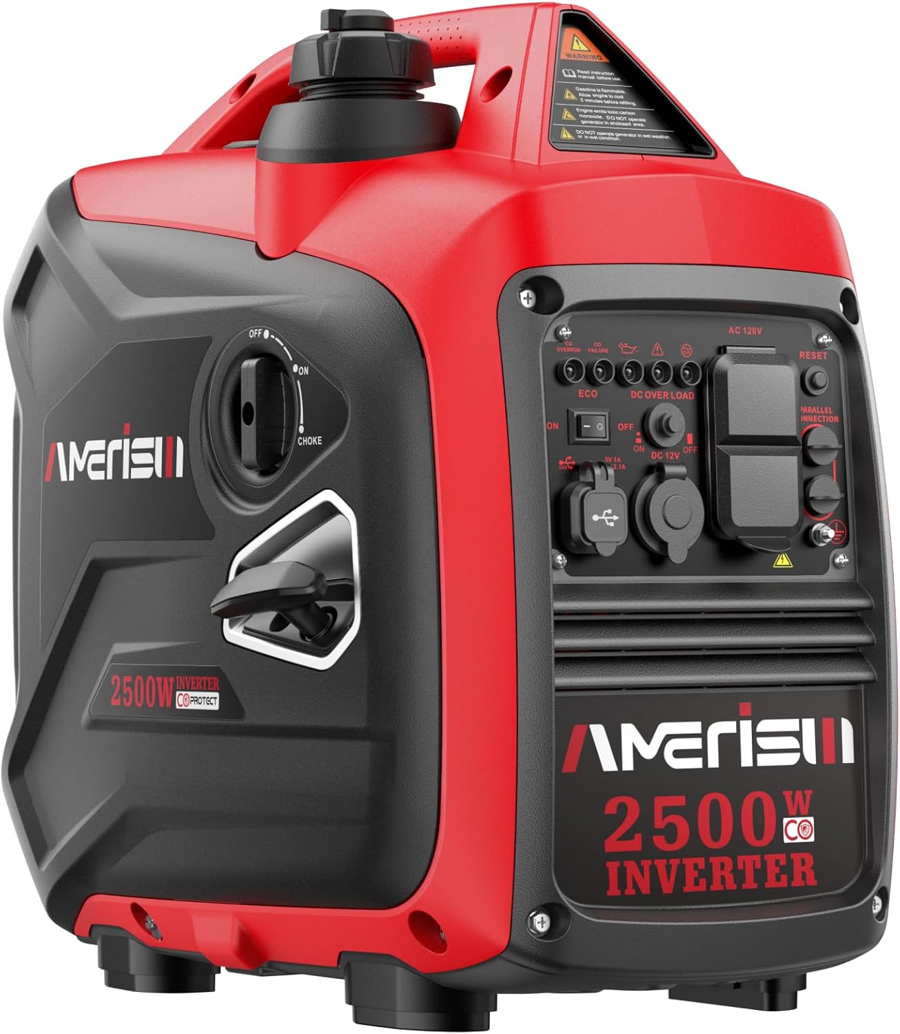2500-Watt Gas Powered Portable Inverter Generator for Home Use - Ultral Light for RV and Camping  CO Sensor  Outdoor and Home Backup  Long Run Time