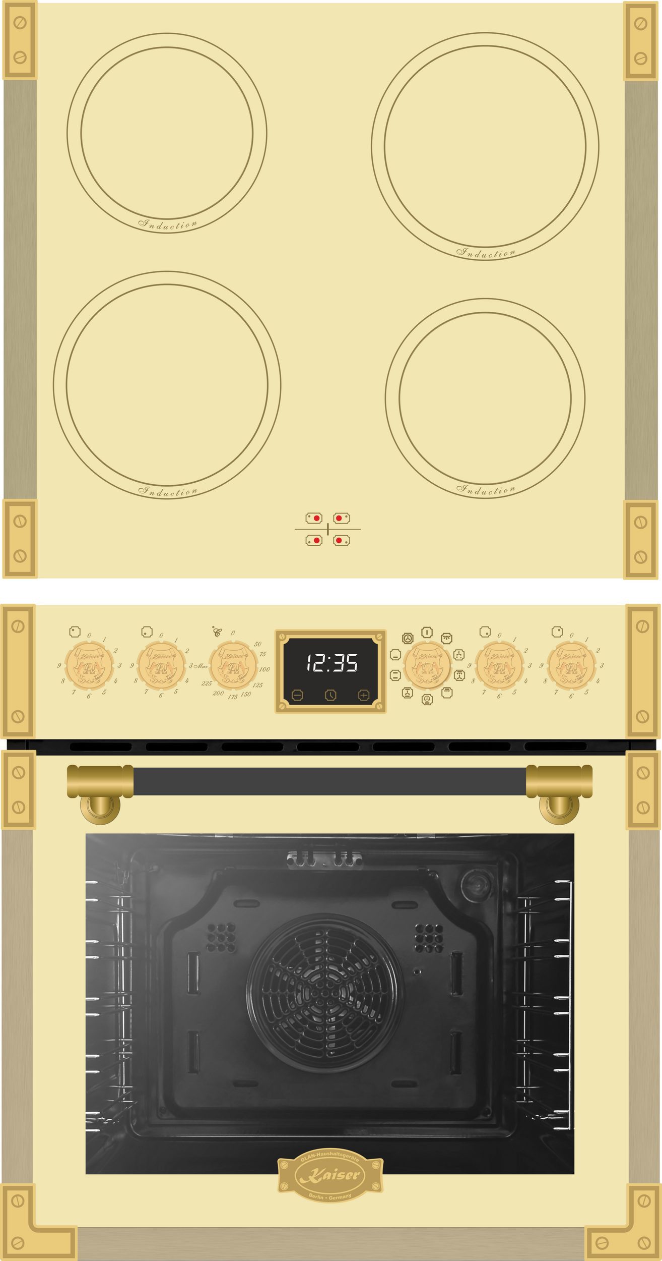 Induktions Herd-Set Retro Herdset Backofen 74 l mit Induktionskochfeld+Retro-Toaster, 6 verschiedene Toaststufen für beste Ergebnisse EHC 6776 I ElfAD+T 4000 ElfEm.