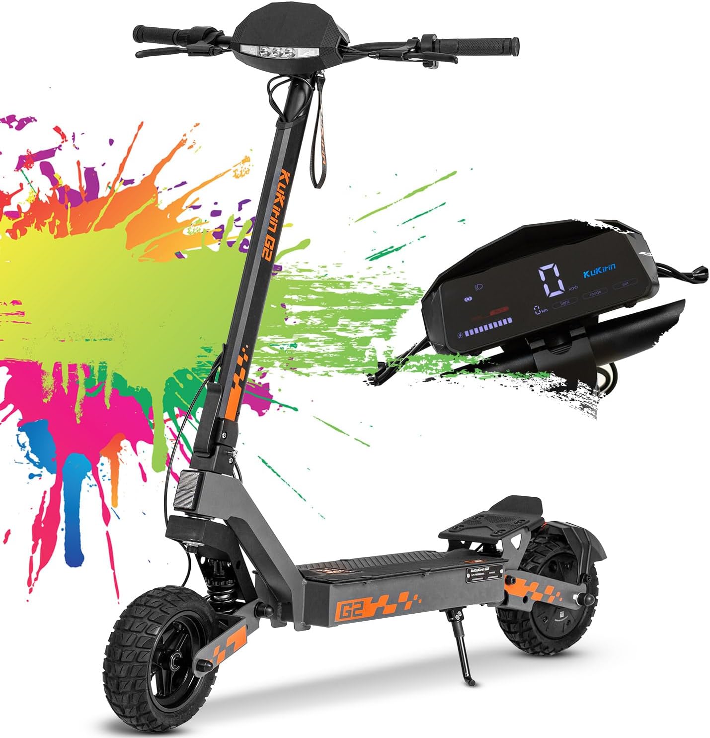 Monopattino Elettrico per Adulti Kukirin G2, Batteria 48V 15Ah Autonomia fino a 55 km & Sospensioni Anteriori e Posteriori, Pieghevole Portatile Elettrico Fuoristrada con Schermo Touch LCD HD