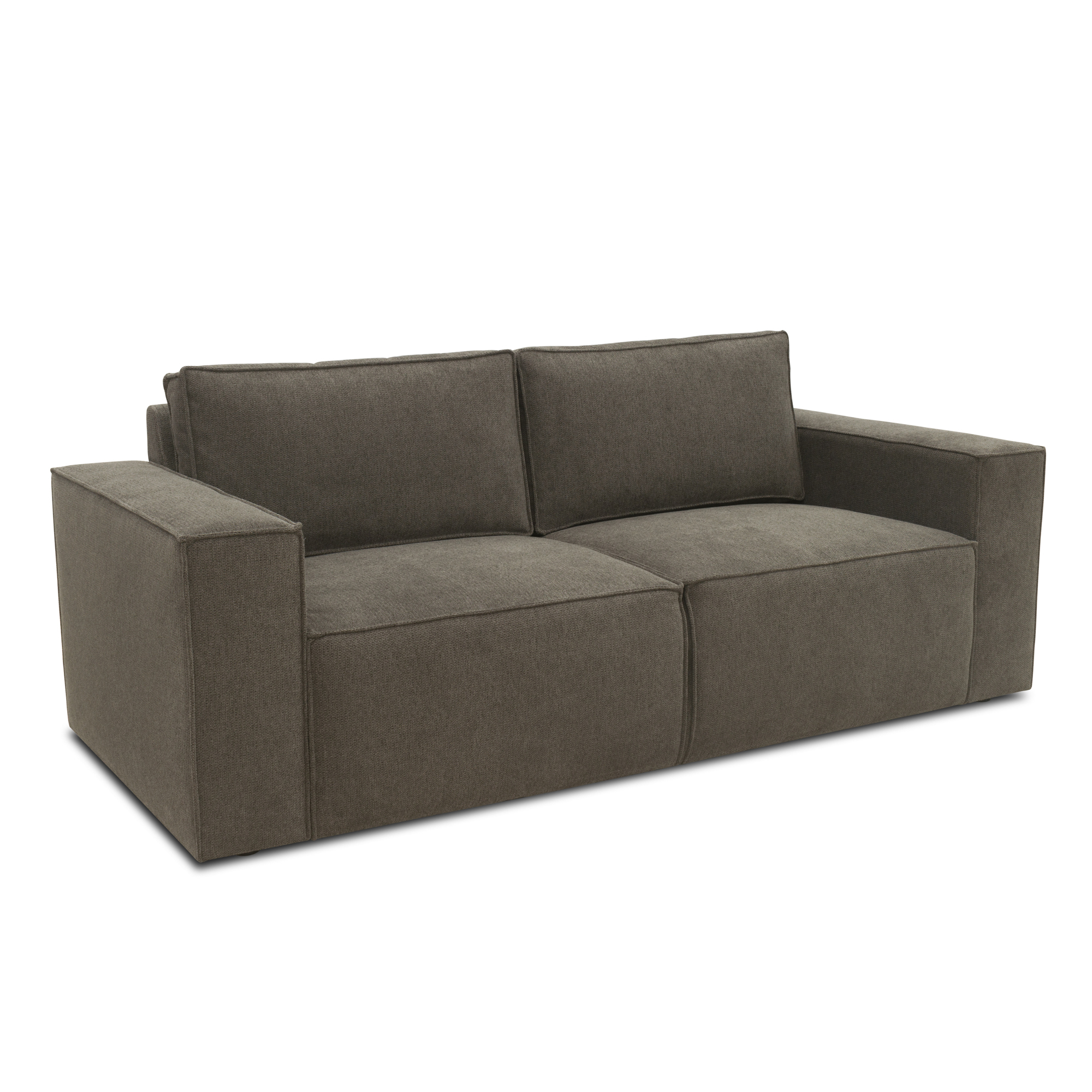 Sofa 100017, 2-Sitzer mit Rückenkissen und Armlehnen, 2er Couch, 210 x 93 x 84 cm (BxTxH), schlamm