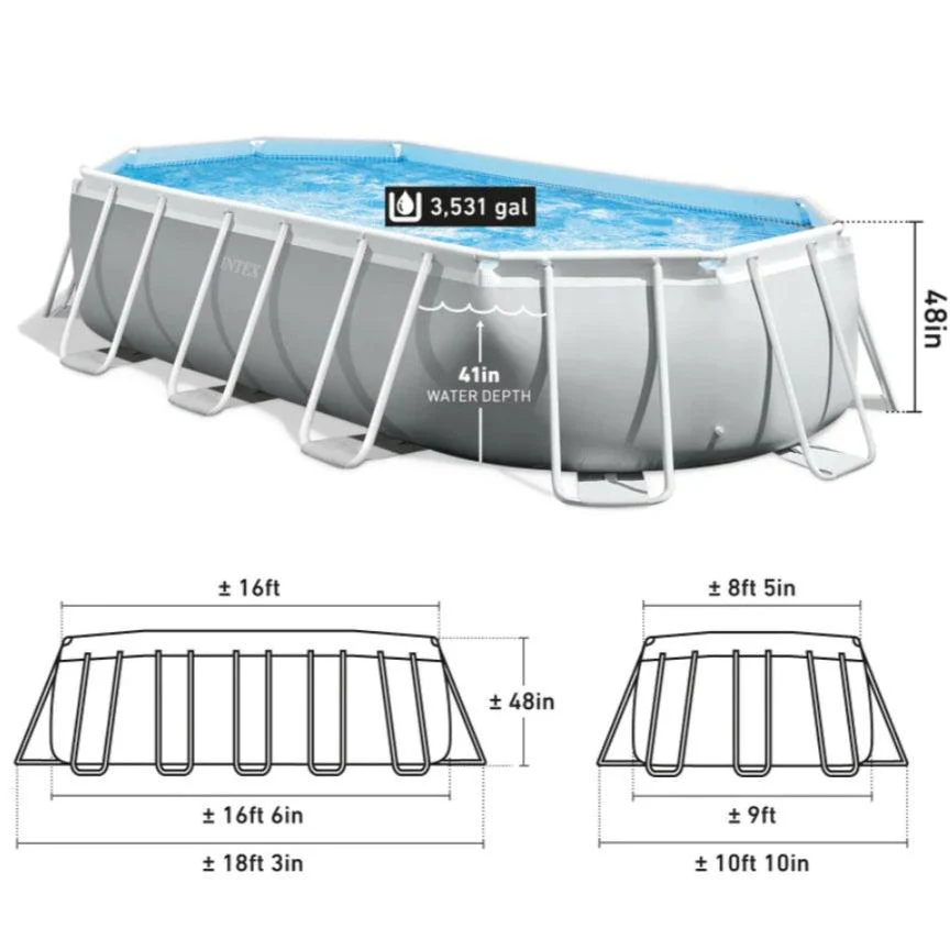 2025 Intex Prism Frame™ Set di piscina ovale da montare, 16,6 x 9 piedi x 48 pollici