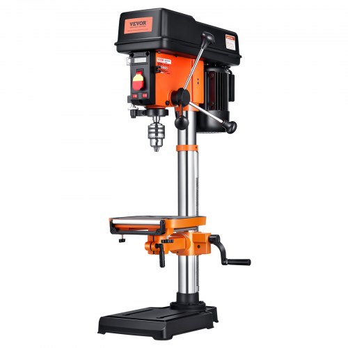 VEVOR 750W Tischbohrmaschine, 440–2580 U/min Stufenlose Geschwindigkeitseinstellung Bohrmaschine Mit 0–45 ° Neigbarem Arbeitstisch, 12 Zoll Schwenkbereich, Röntgenpositionierung