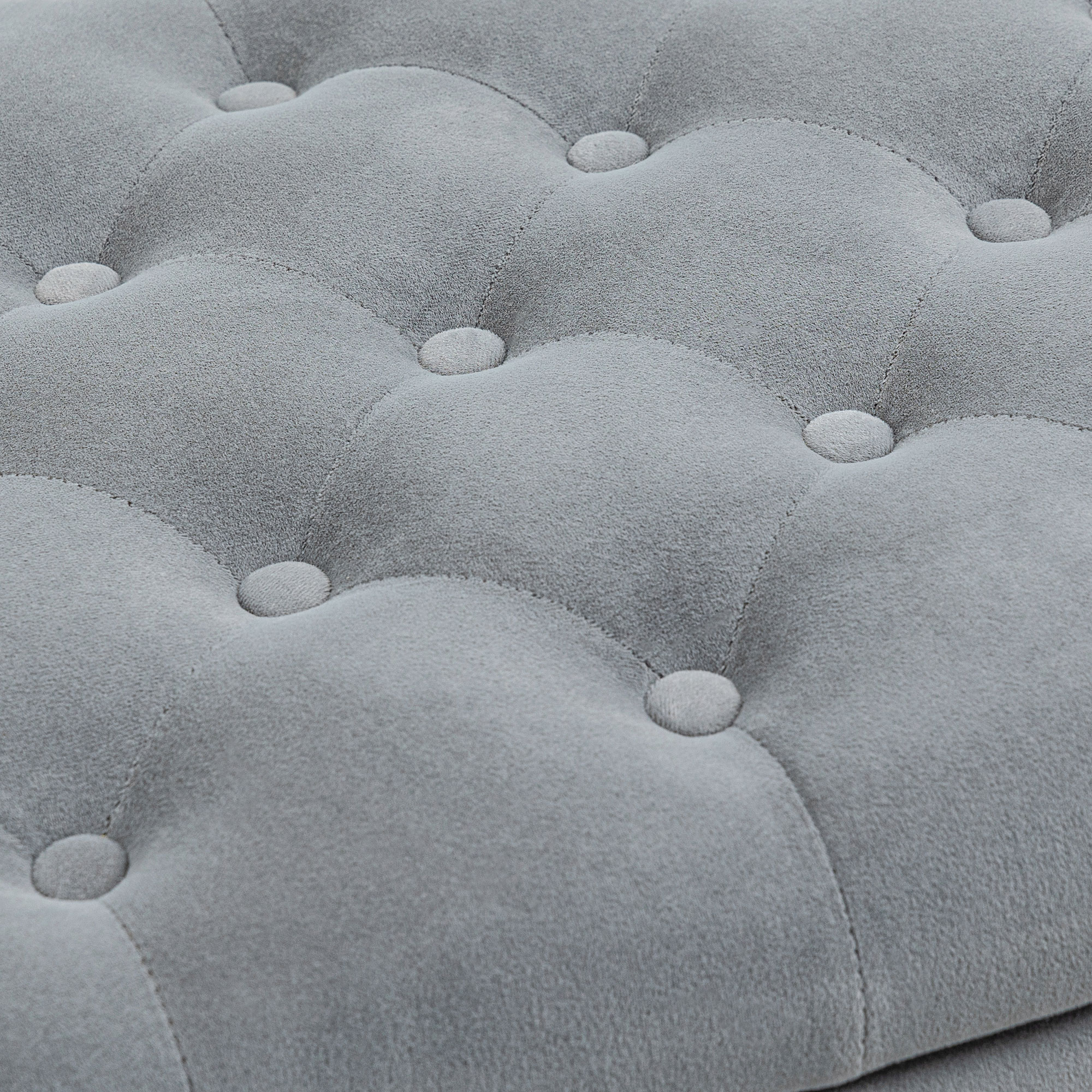 Zitbank Polsterbank Bedbank, Knoopstiksel, Fluweelachtige Afwerking, 126 cm x 48,5 cm x 57 cm, Grijs