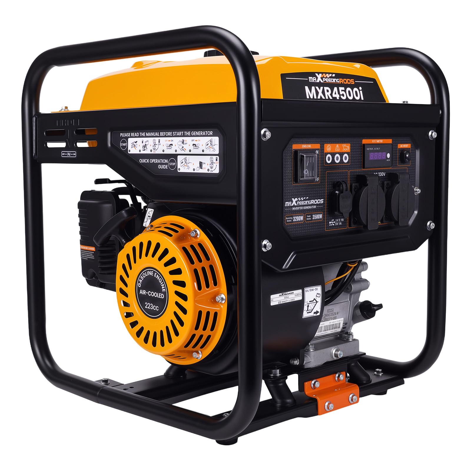 maXpeedingrods Inverter Stromgenerator 3500W Benzin tragbar 4 Takt 223cc für Camping Notstrom Baustelle