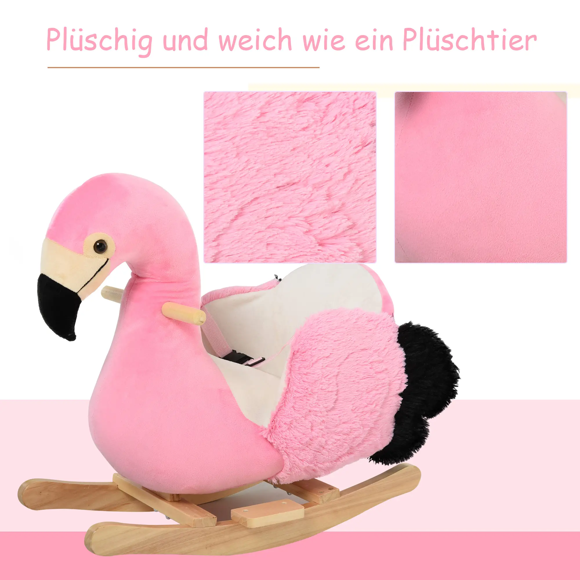 HOMCOM Schaukeltier Flamingo mit Sicherheitsgurt rosa